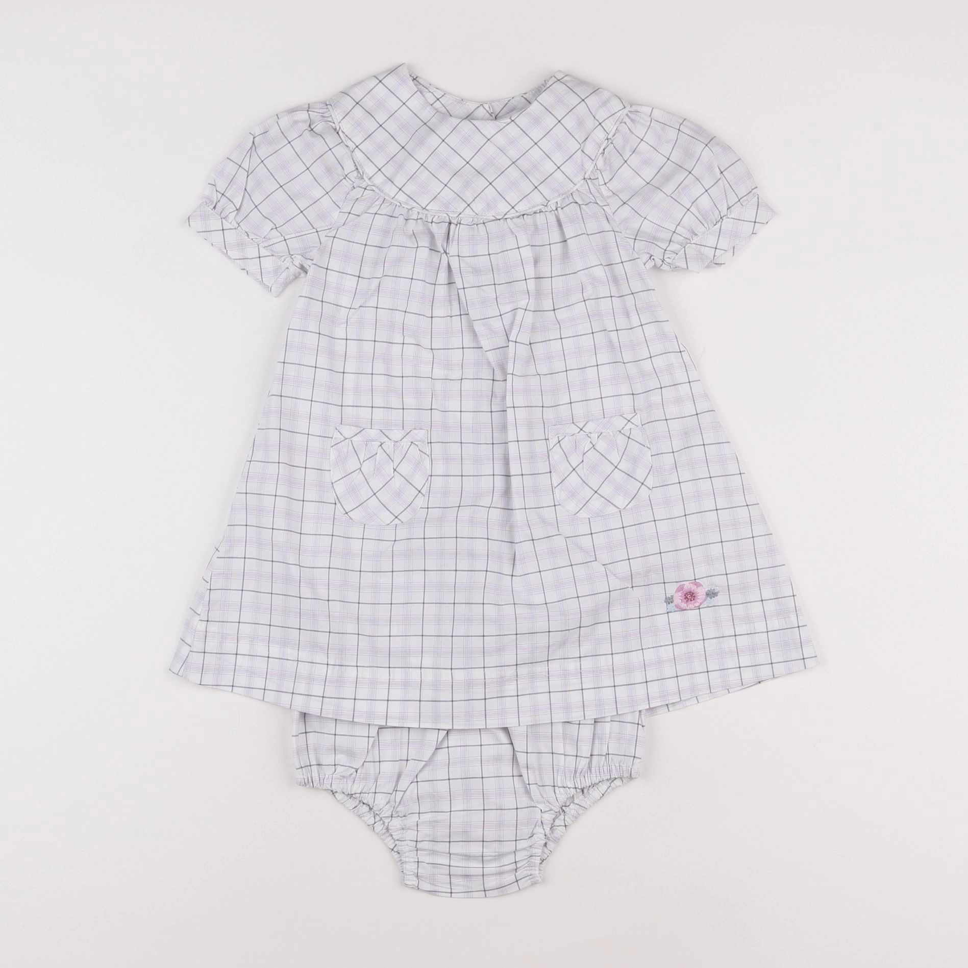 Jacadi - robe blanc, gris - 18 mois