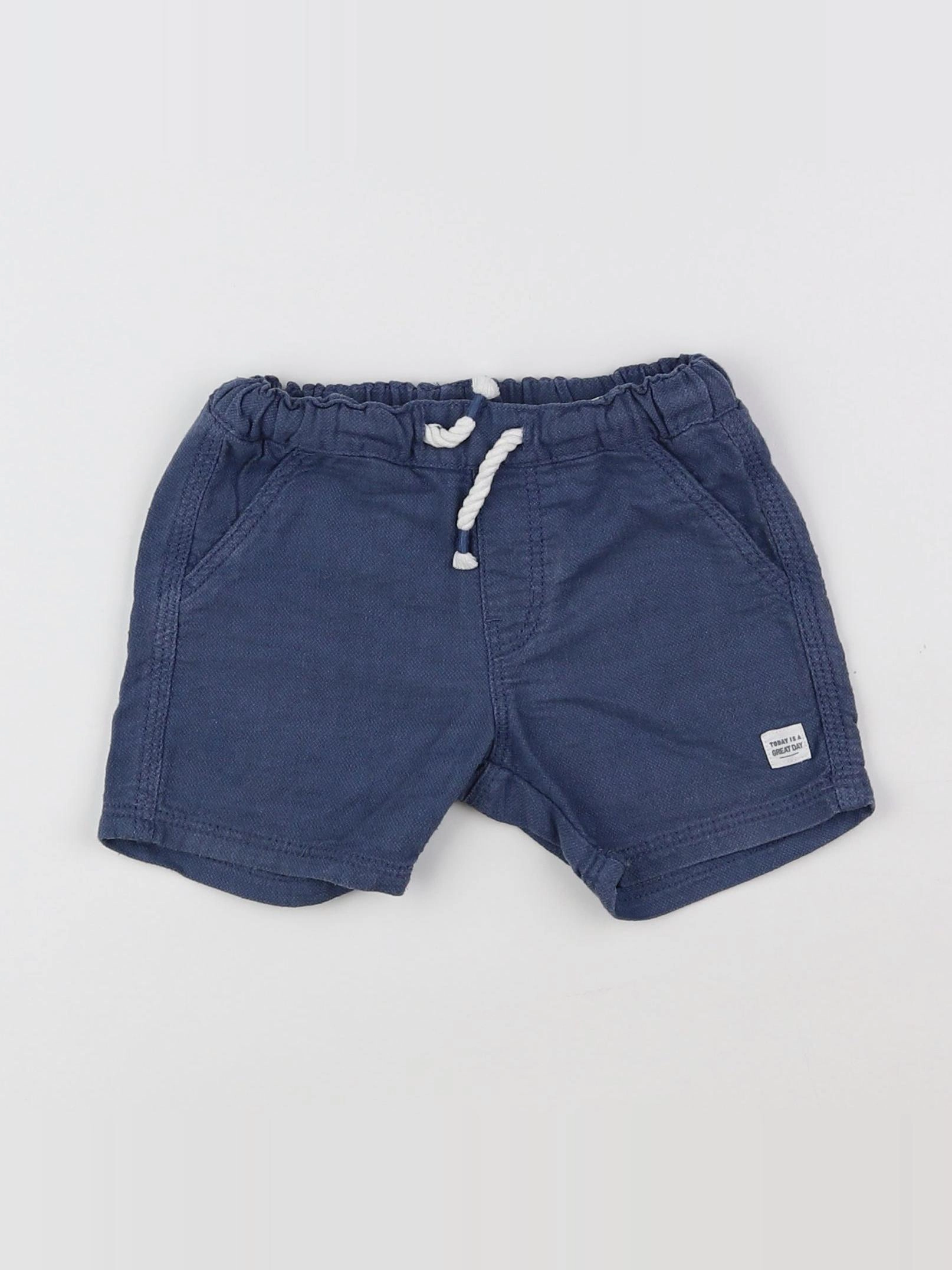 H&M - short bleu - 6/9 mois