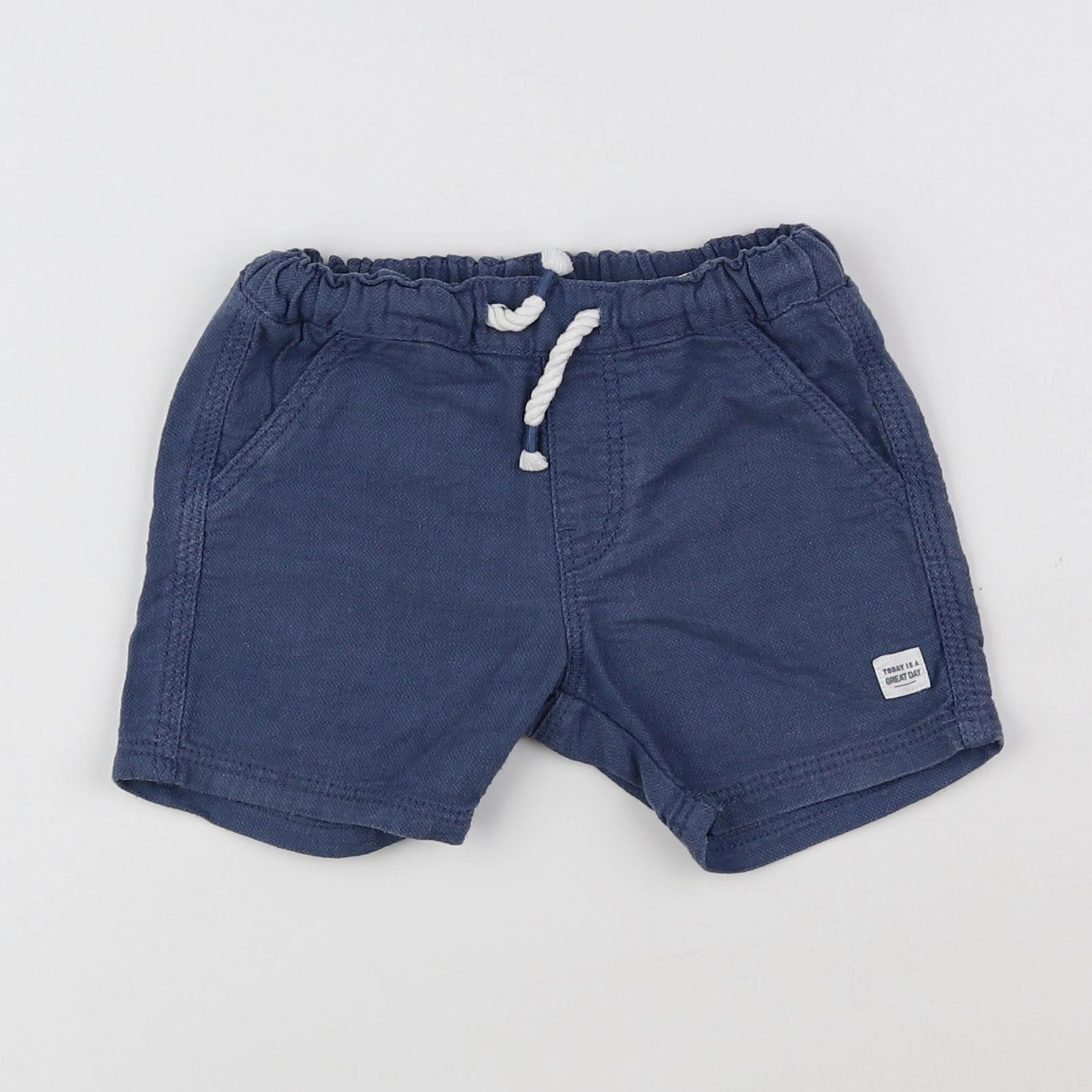 H&M - short bleu - 6/9 mois