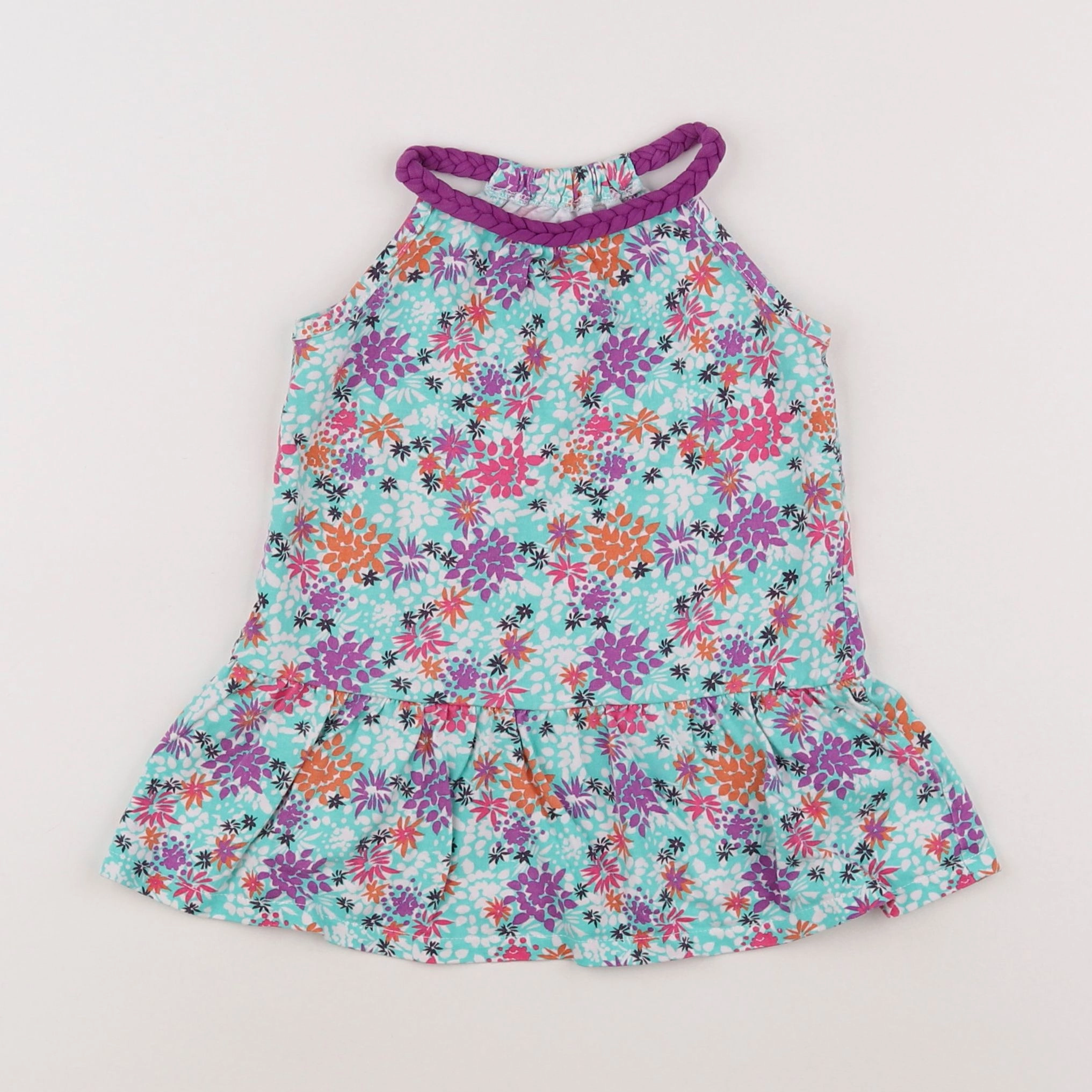 Vertbaudet - robe vert, violet - 2 ans