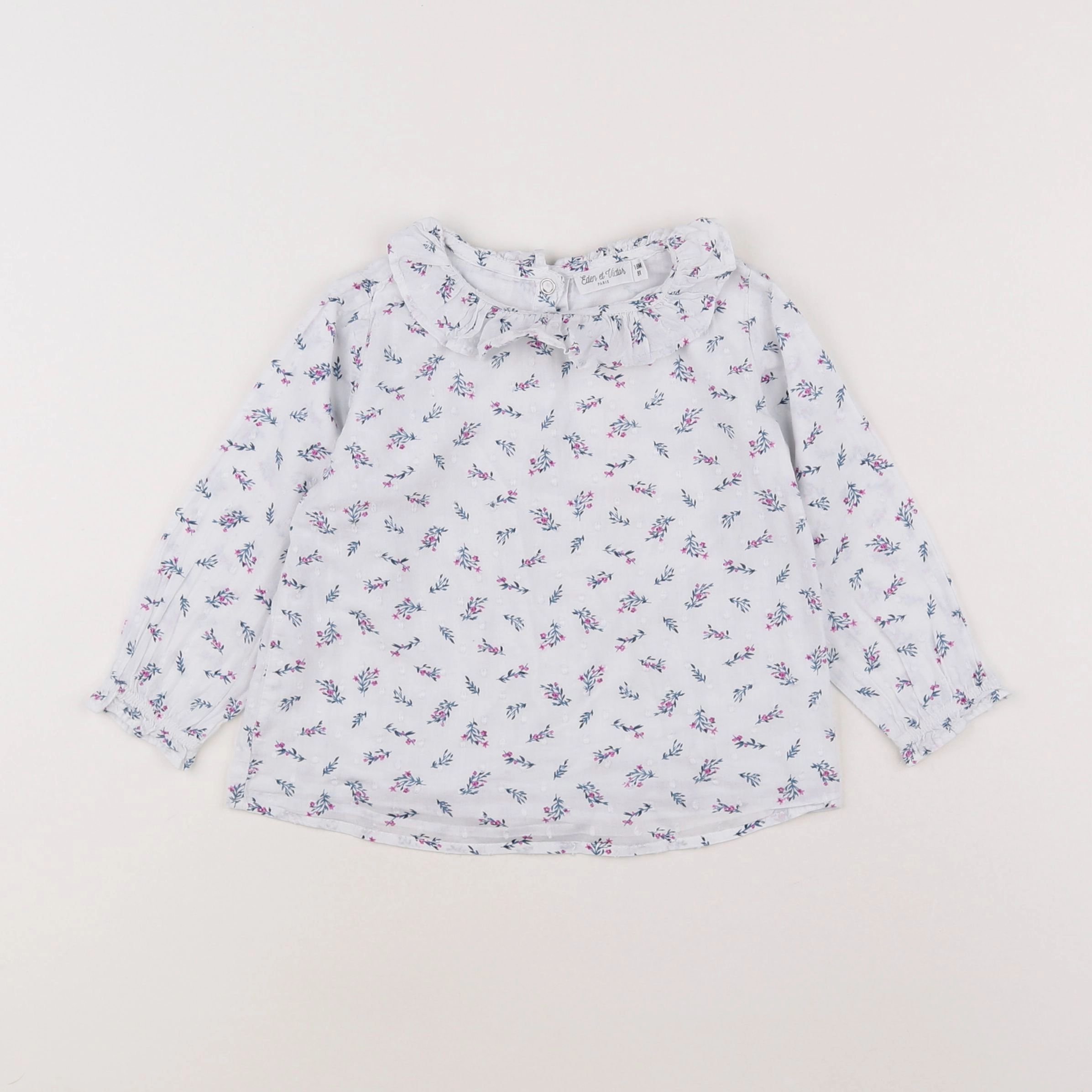 Eden & Victor - blouse bleu, blanc - 18 mois