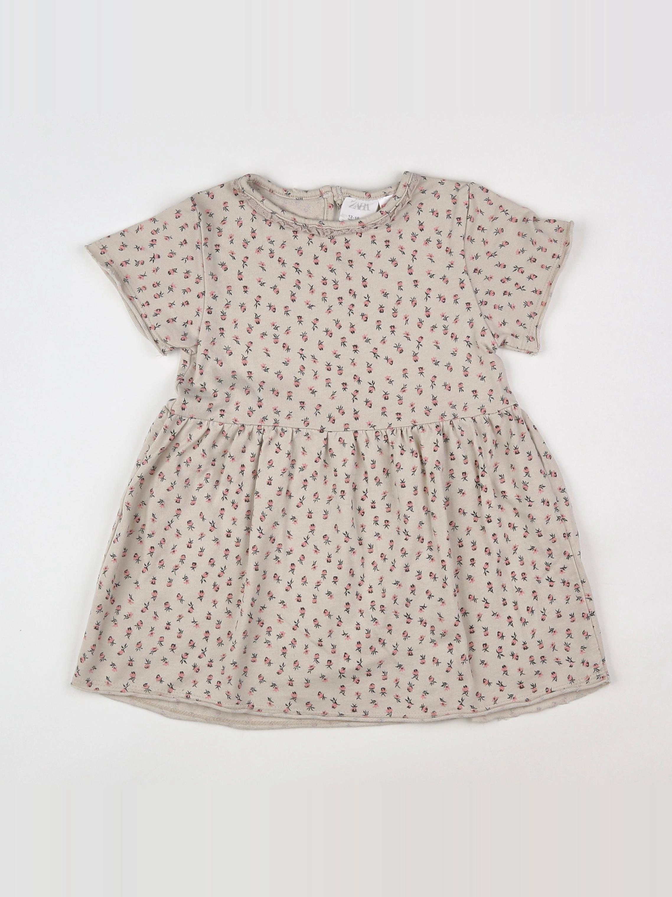 Zara - robe beige, rose - 12 mois