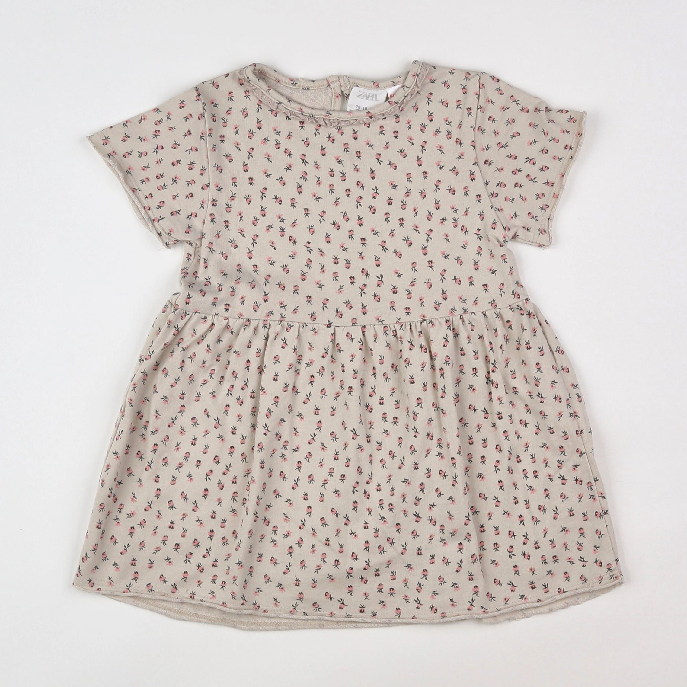 Zara - robe beige, rose - 12 mois