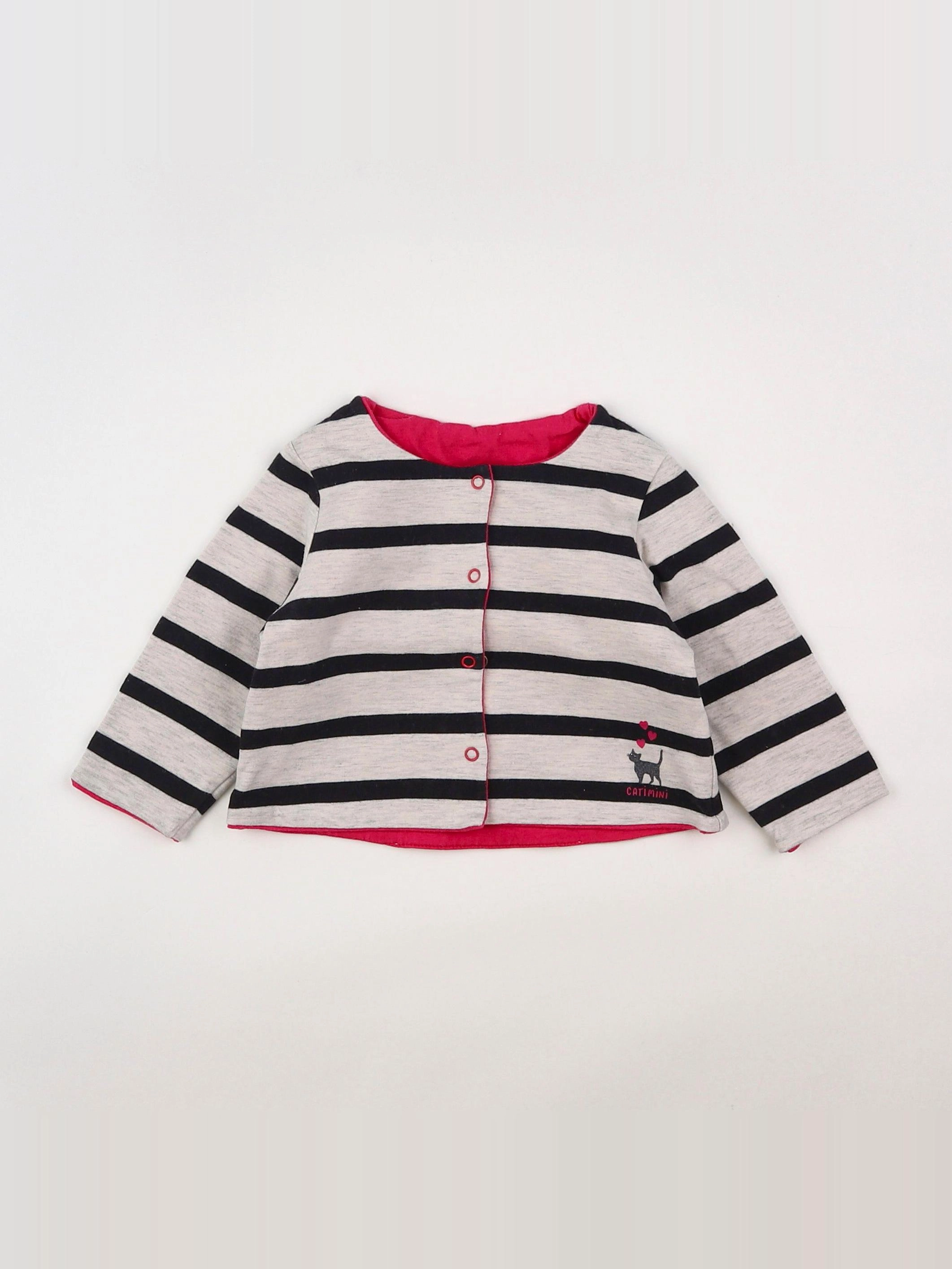 Catimini - sweat réversible blanc, noir - 3 mois