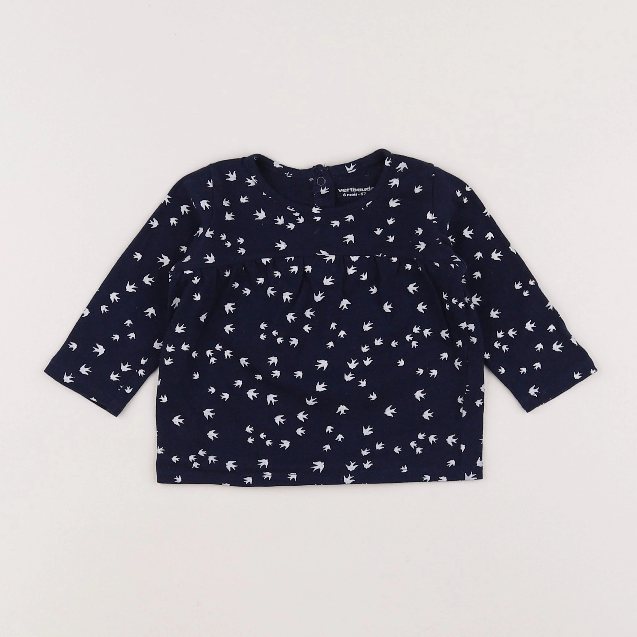 Vertbaudet - tee-shirt bleu, blanc - 6 mois