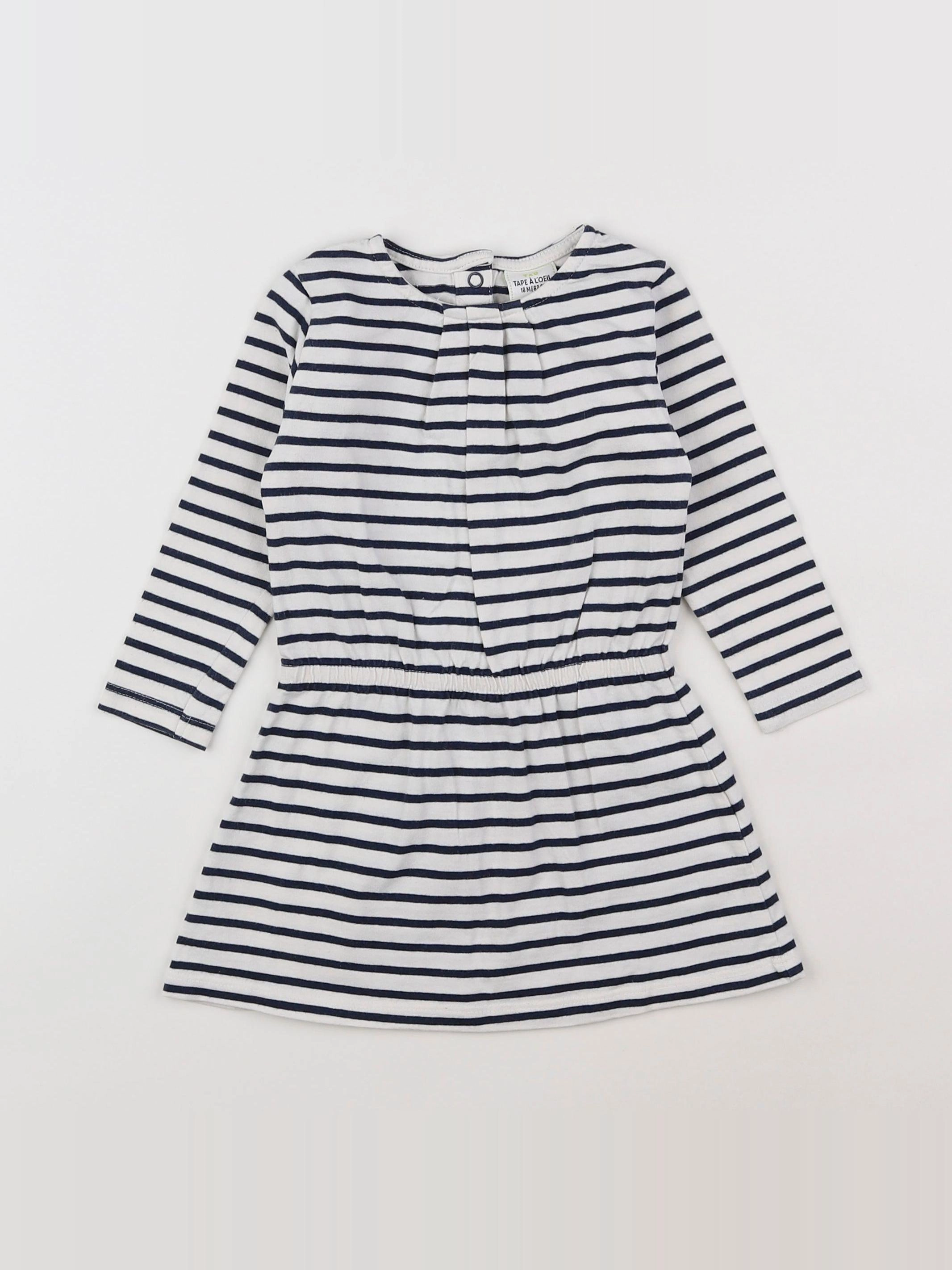 Tape à l'oeil - robe blanc, bleu - 18 mois