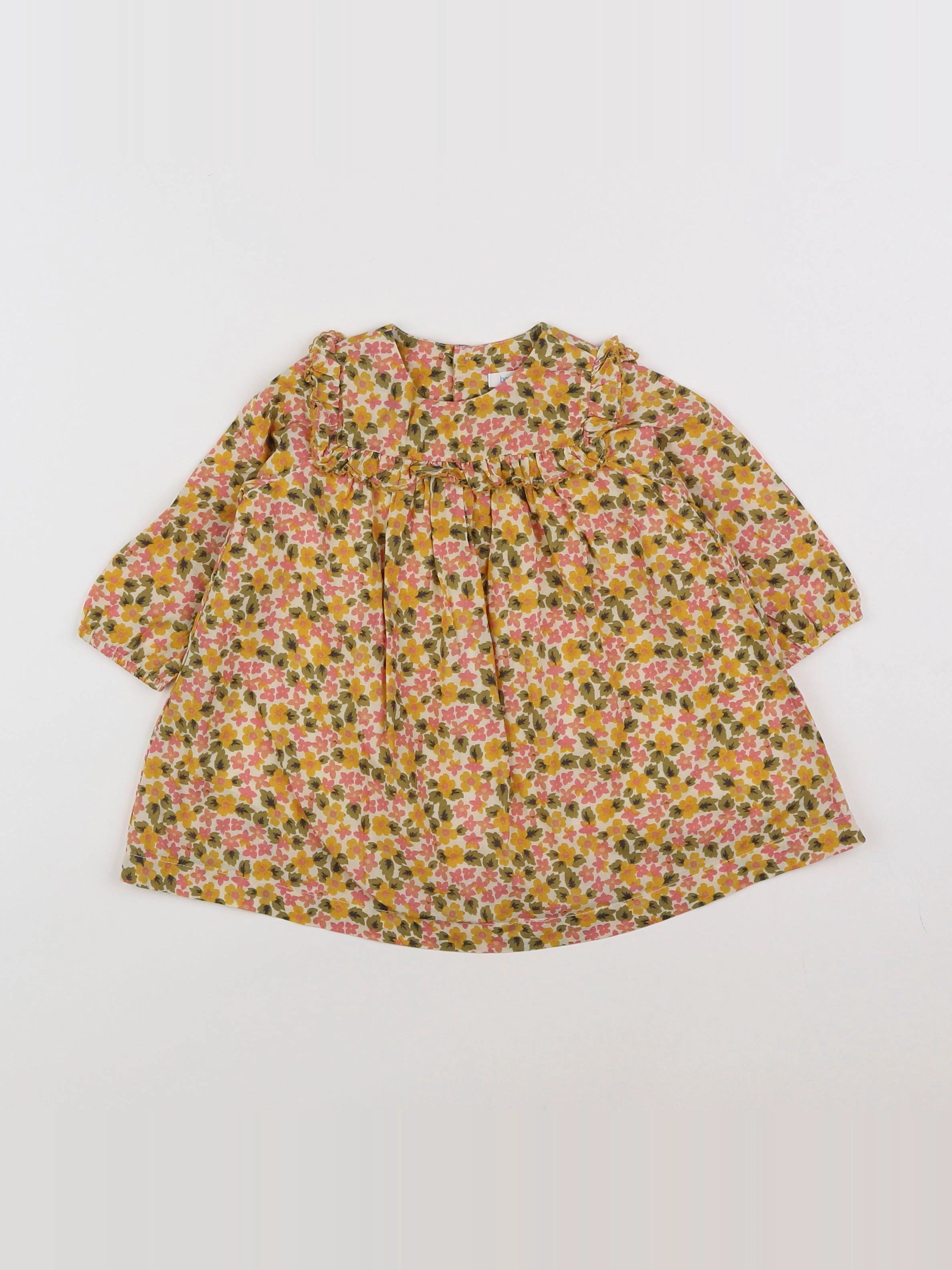 Boutchou - robe jaune, rose, vert - 6 mois