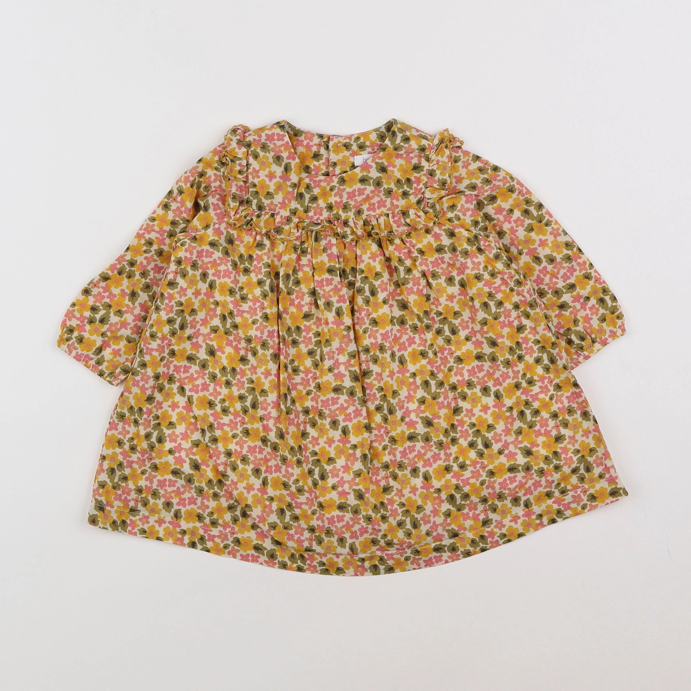 Boutchou - robe jaune, rose, vert - 6 mois