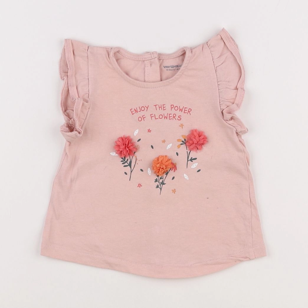 Vertbaudet - tee-shirt rose - 6 mois