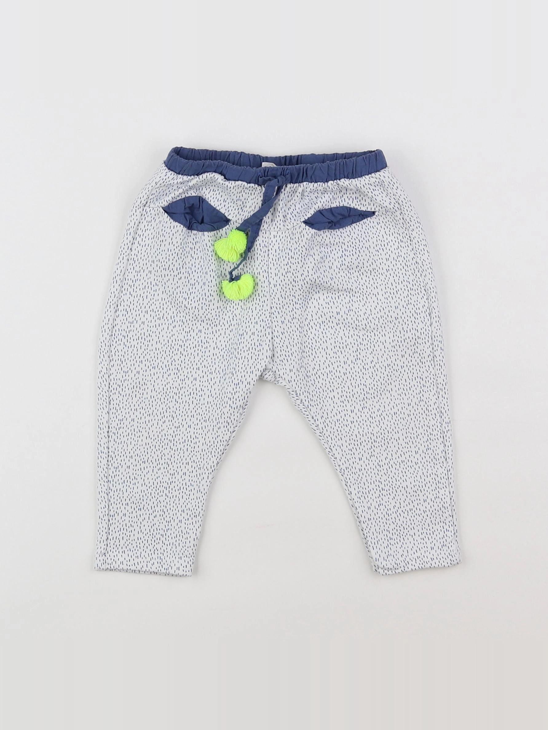 Zara - pantalon blanc, bleu - 6/9 mois