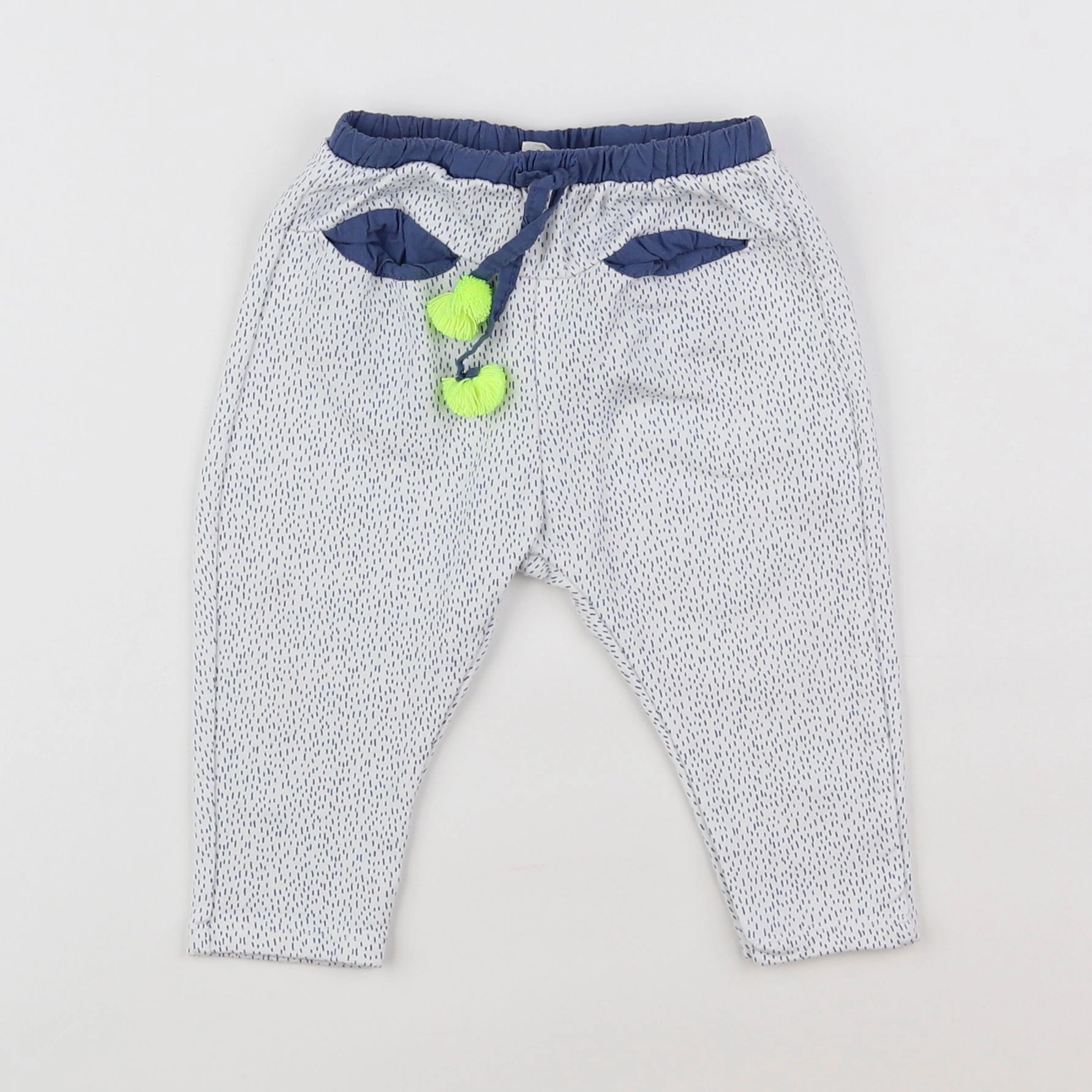 Zara - pantalon blanc, bleu - 6/9 mois