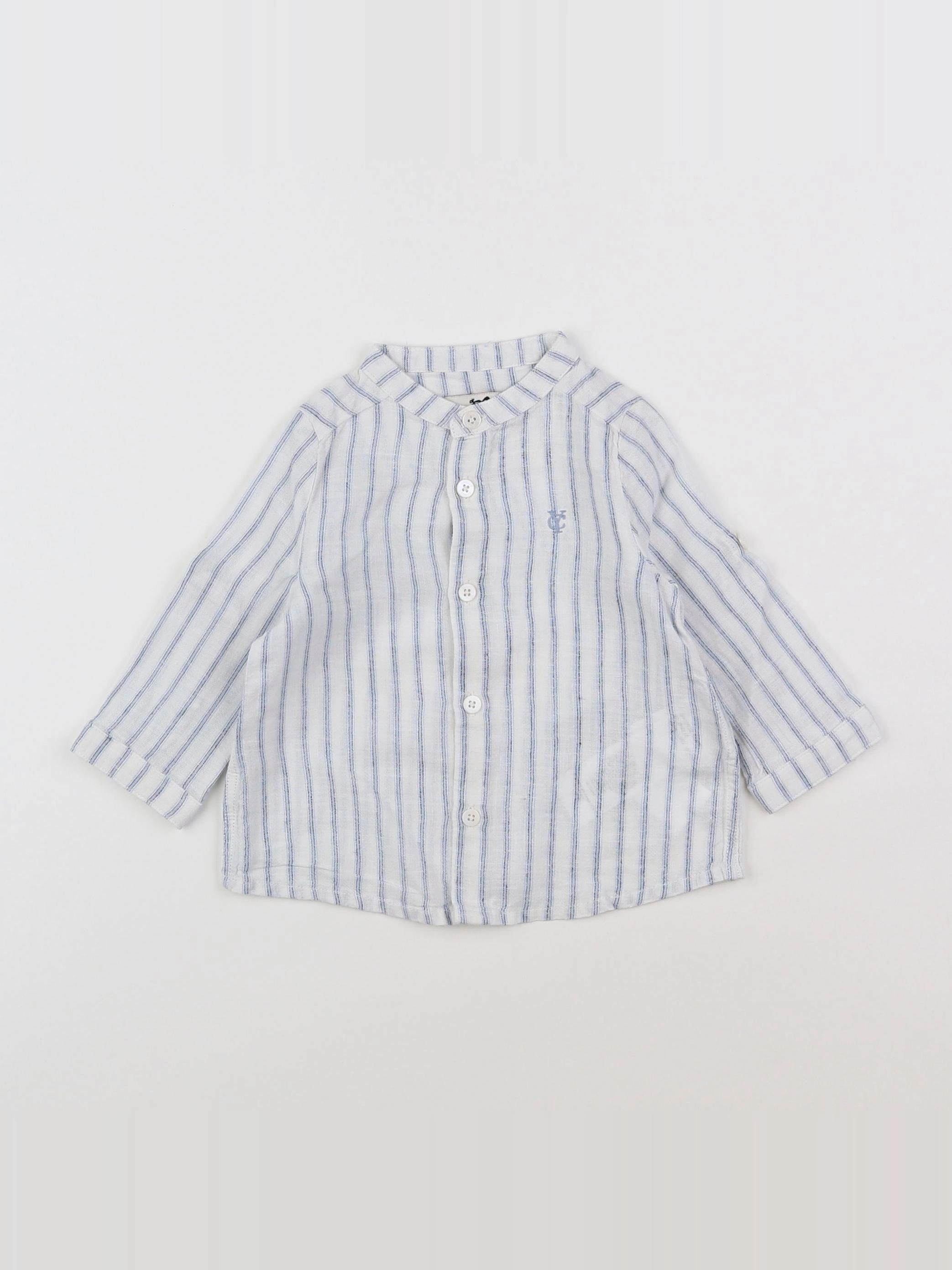 Cyrillus - chemise bleu, blanc - 6 mois