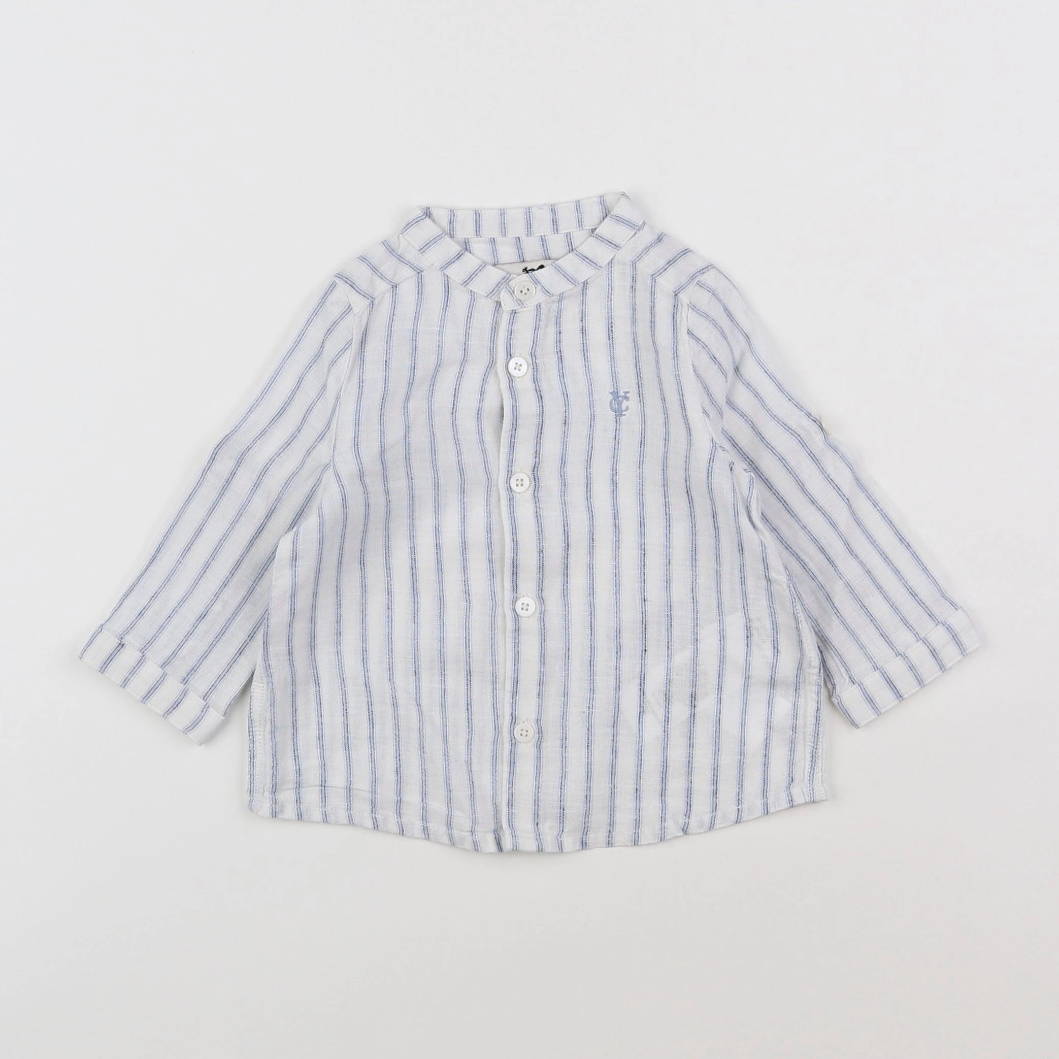 Cyrillus - chemise bleu, blanc - 6 mois