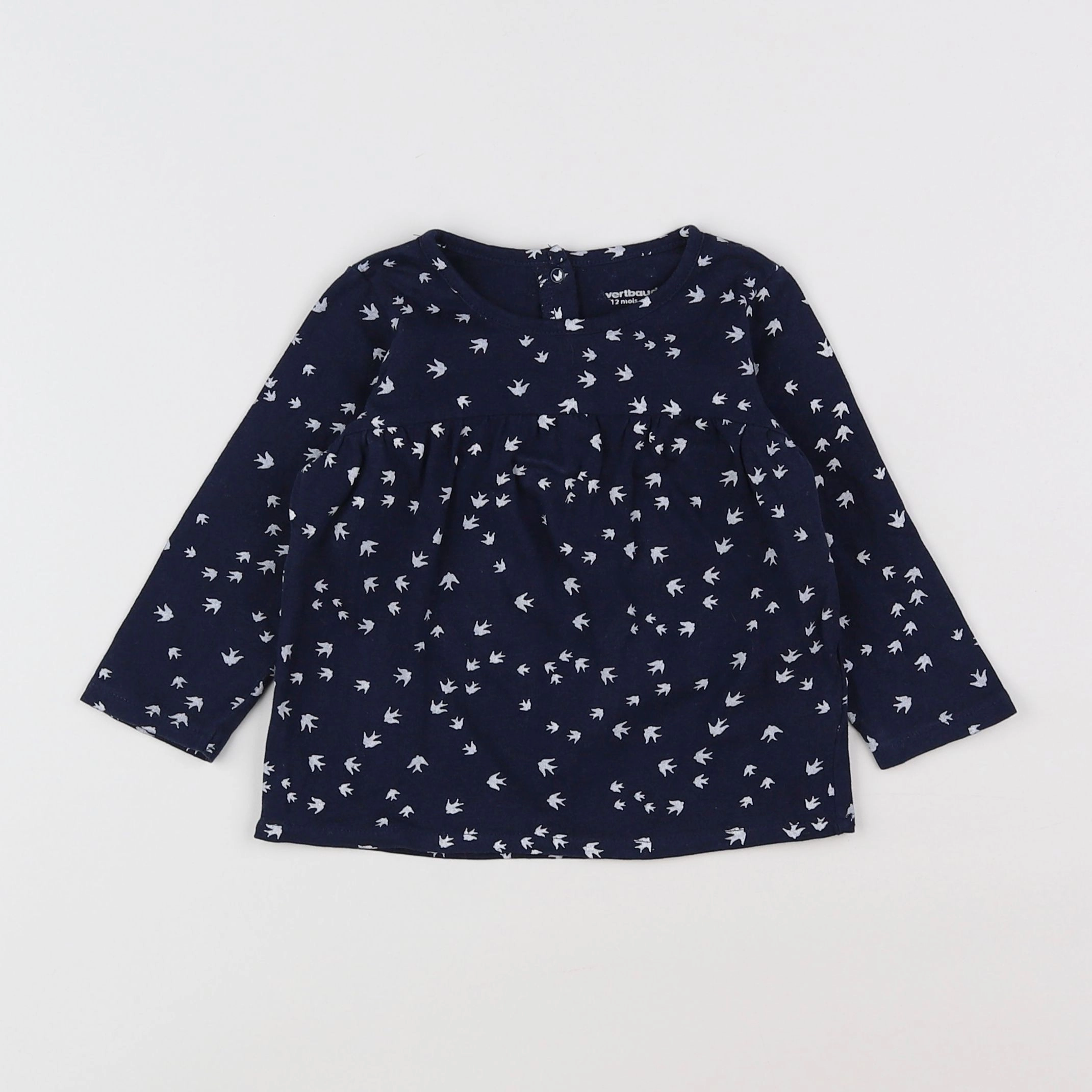 Vertbaudet - tee-shirt bleu - 12 mois
