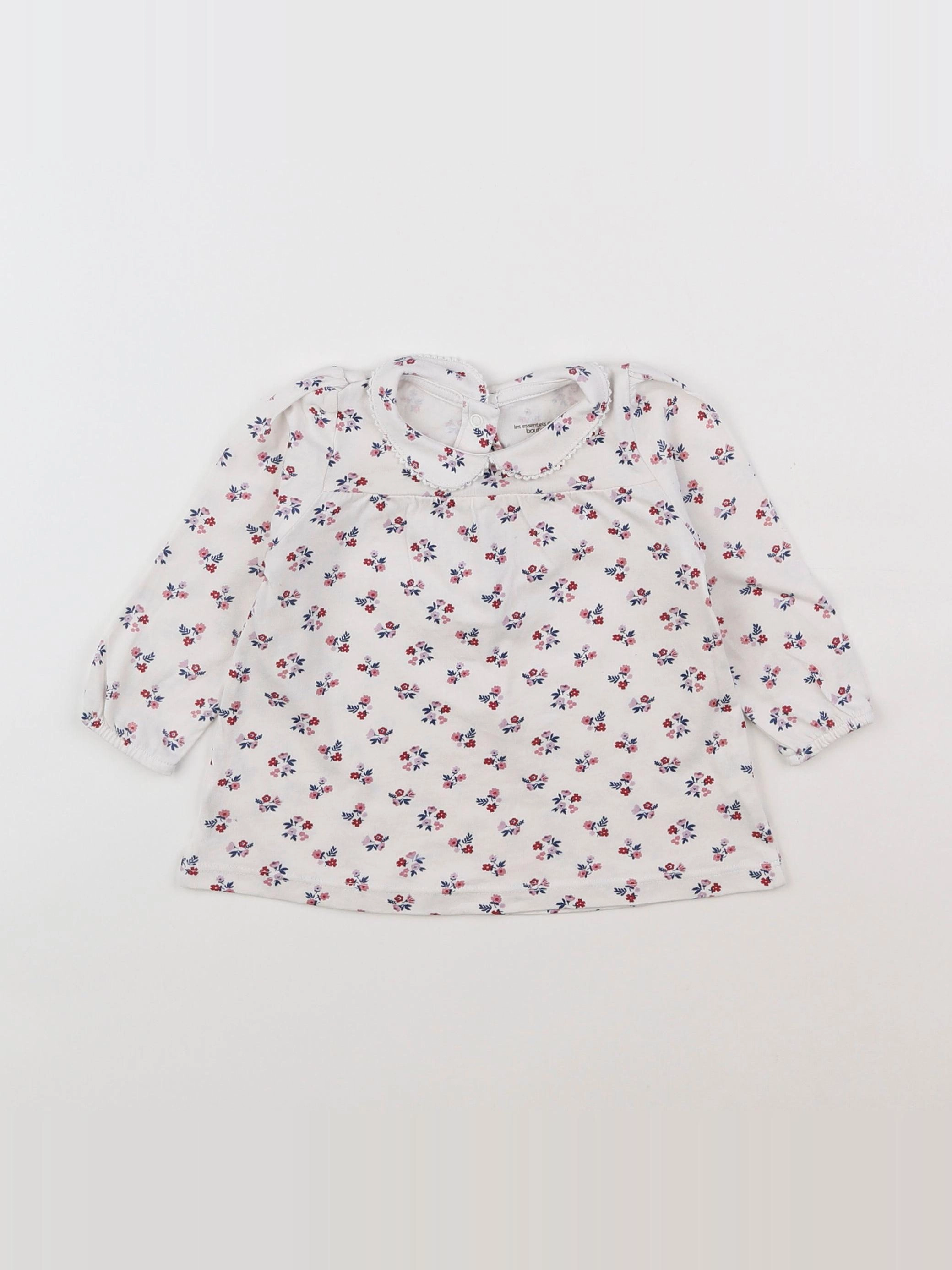 Boutchou - tee-shirt blanc, rose - 9 mois