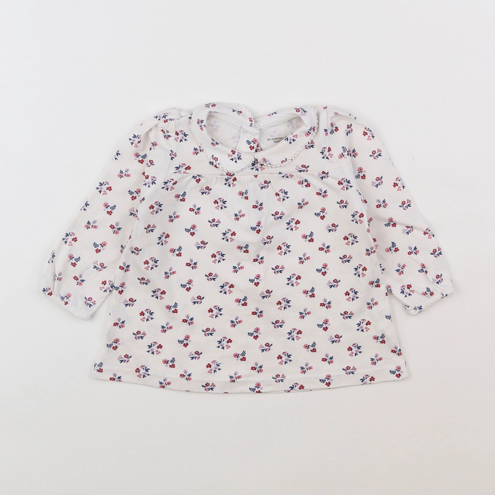 Boutchou - tee-shirt blanc, rose - 9 mois