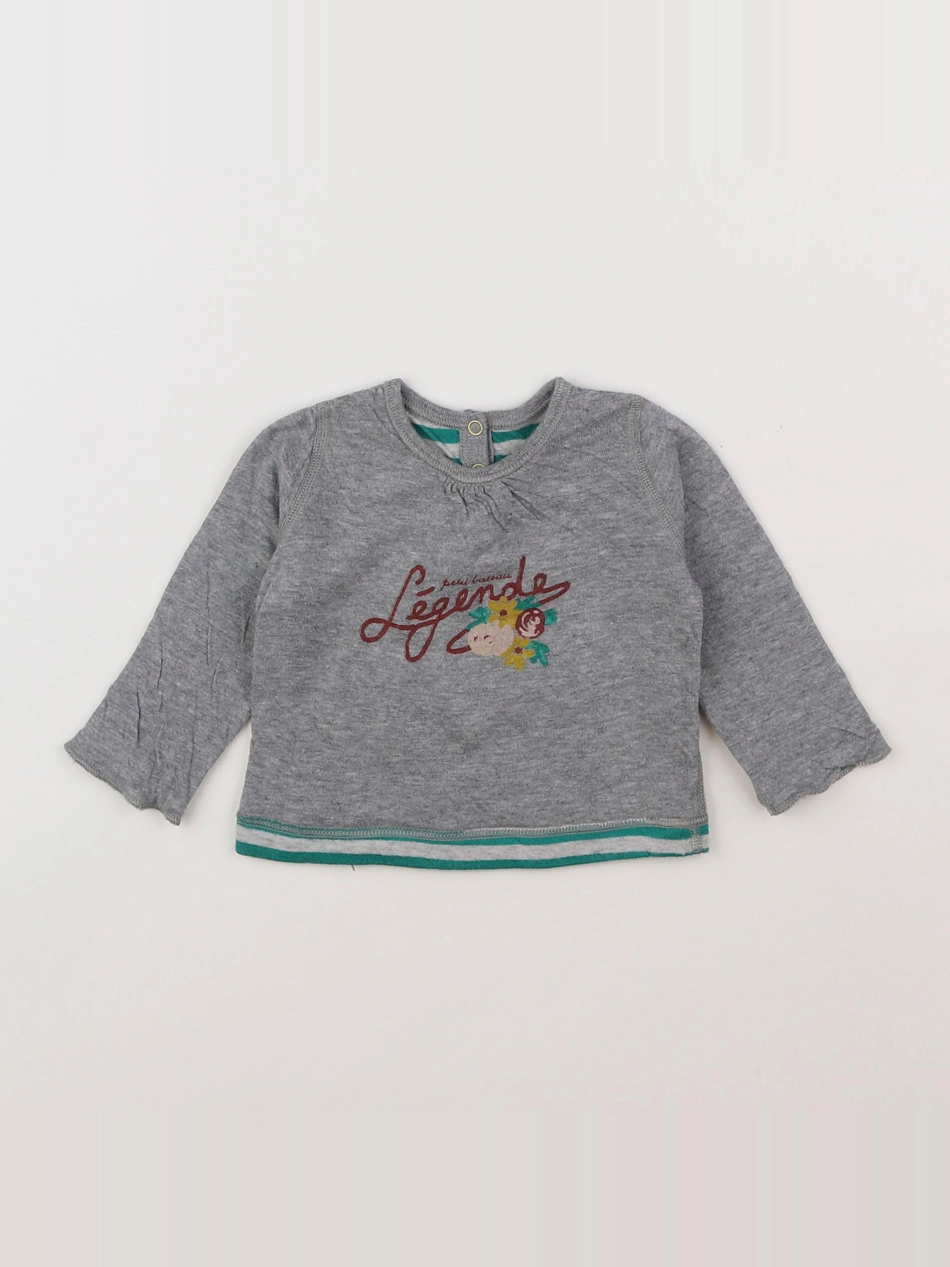 Petit Bateau - tee-shirt gris - 3 mois