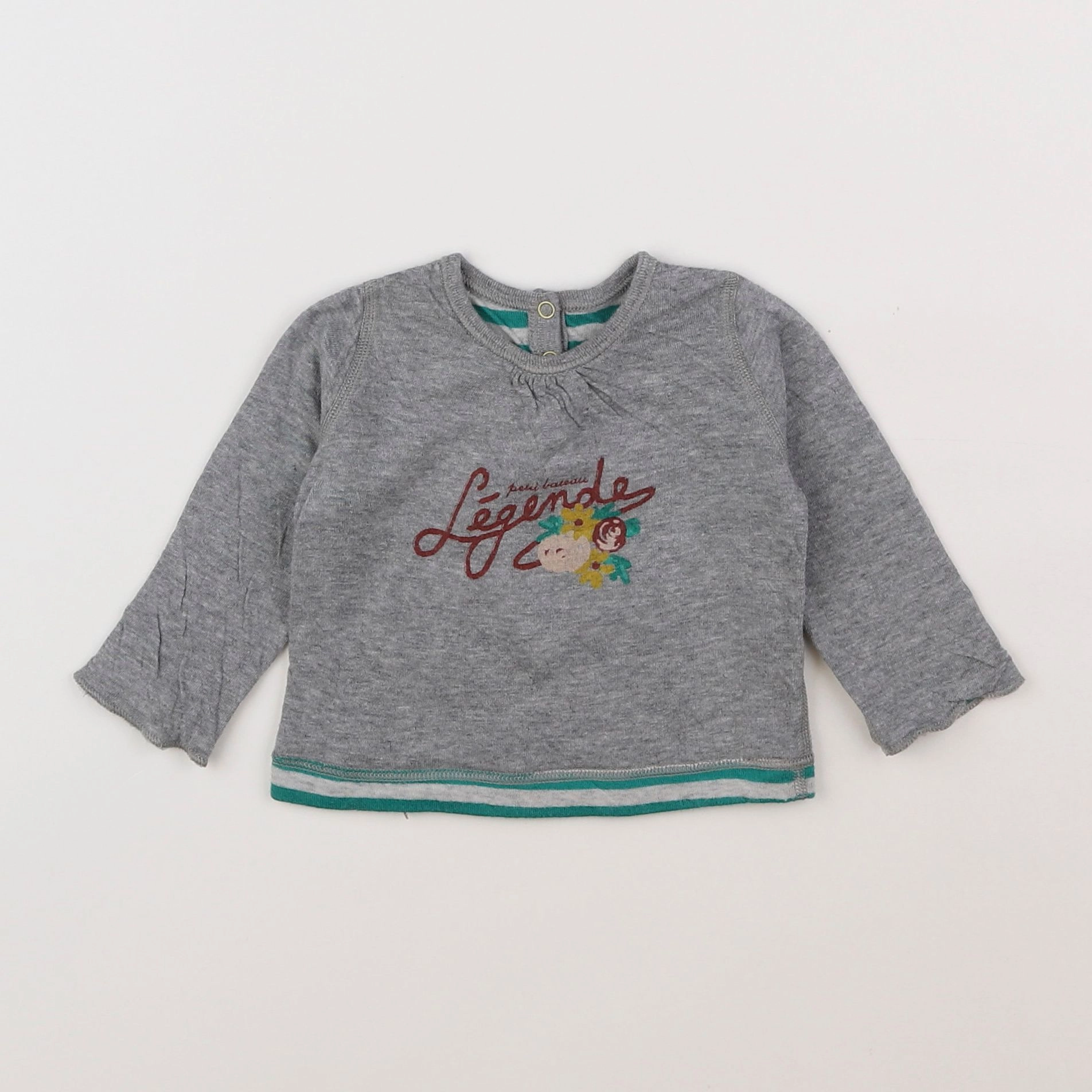 Petit Bateau - tee-shirt gris - 3 mois