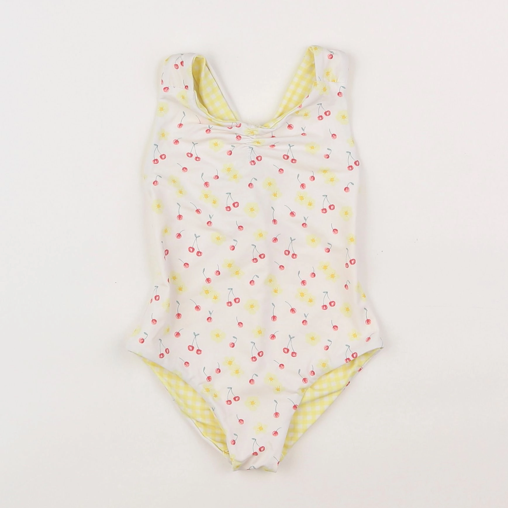 Vertbaudet - maillot de bain jaune, blanc - 18 mois