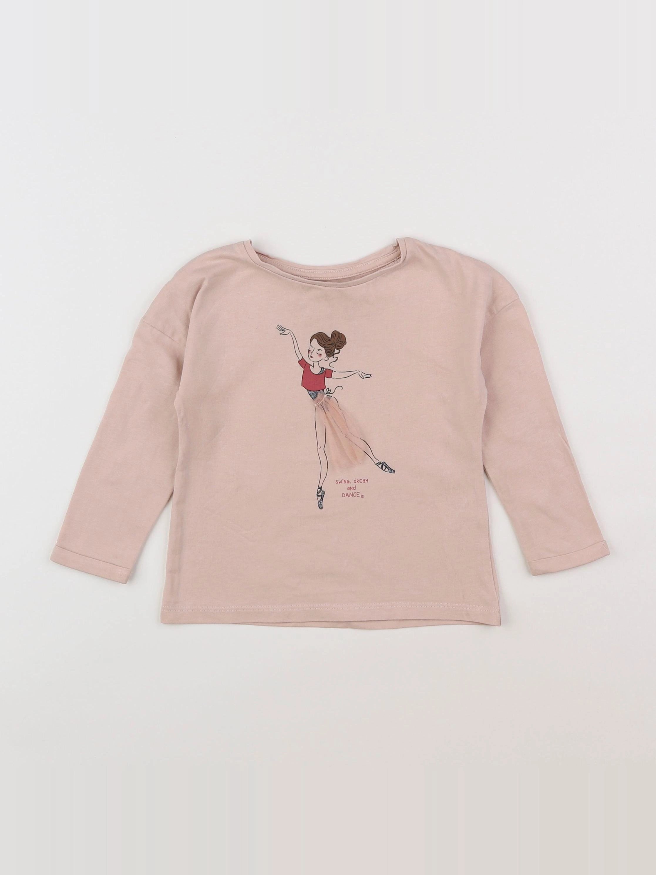 Vertbaudet - tee-shirt rose - 2 ans
