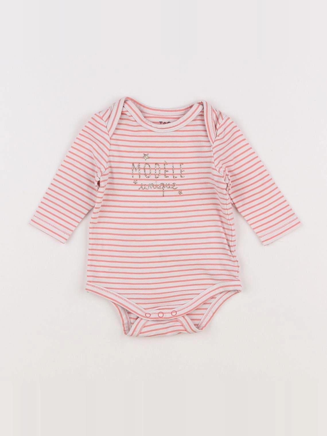 Tape à l'oeil - body blanc, rose - 3 mois
