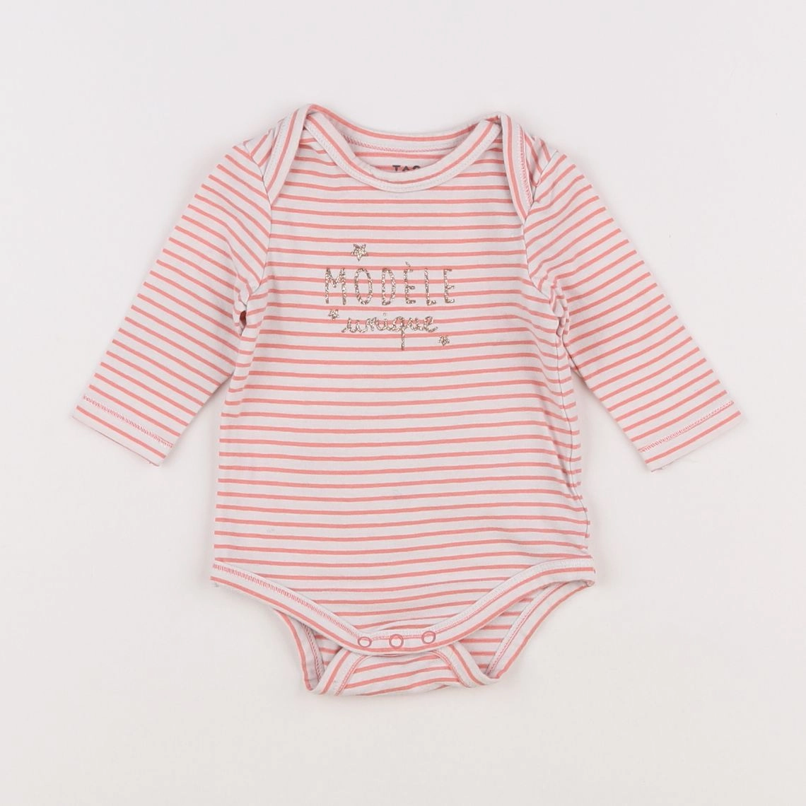 Tape à l'oeil - body blanc, rose - 3 mois