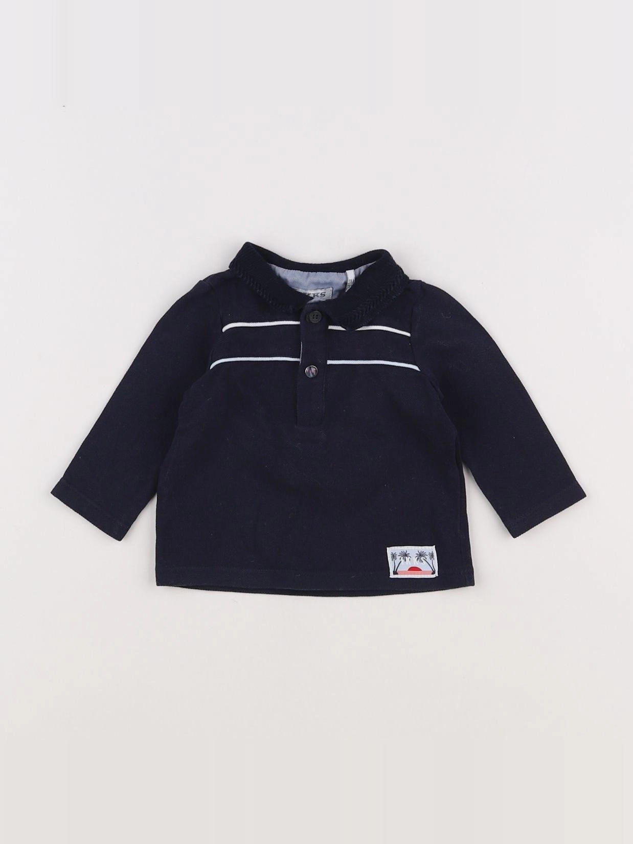 IKKS - polo bleu, blanc - 3 mois