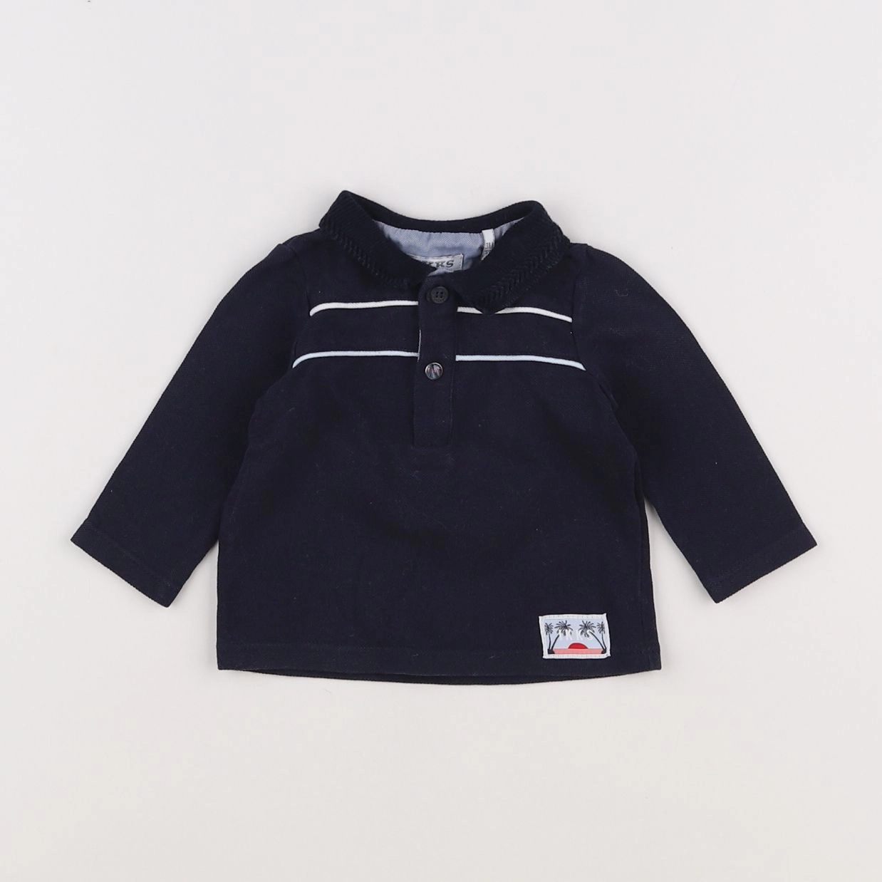 IKKS - polo bleu, blanc - 3 mois