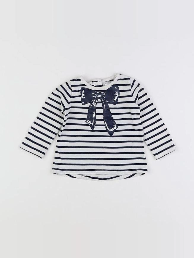 La Redoute - tee-shirt blanc, bleu - 6 mois