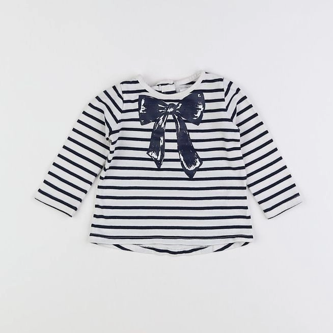 La Redoute - tee-shirt blanc, bleu - 6 mois