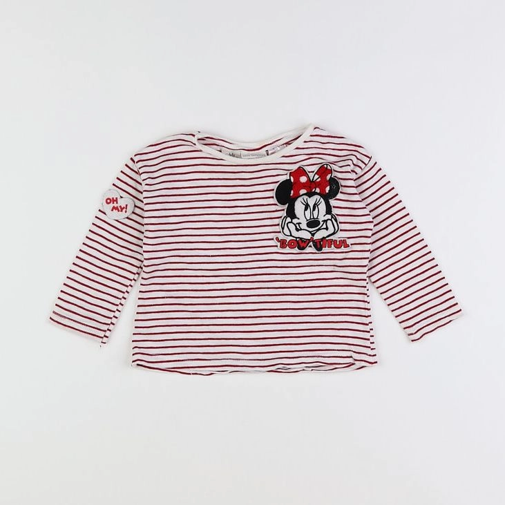 Zara - tee-shirt blanc, rouge - 9/12 mois
