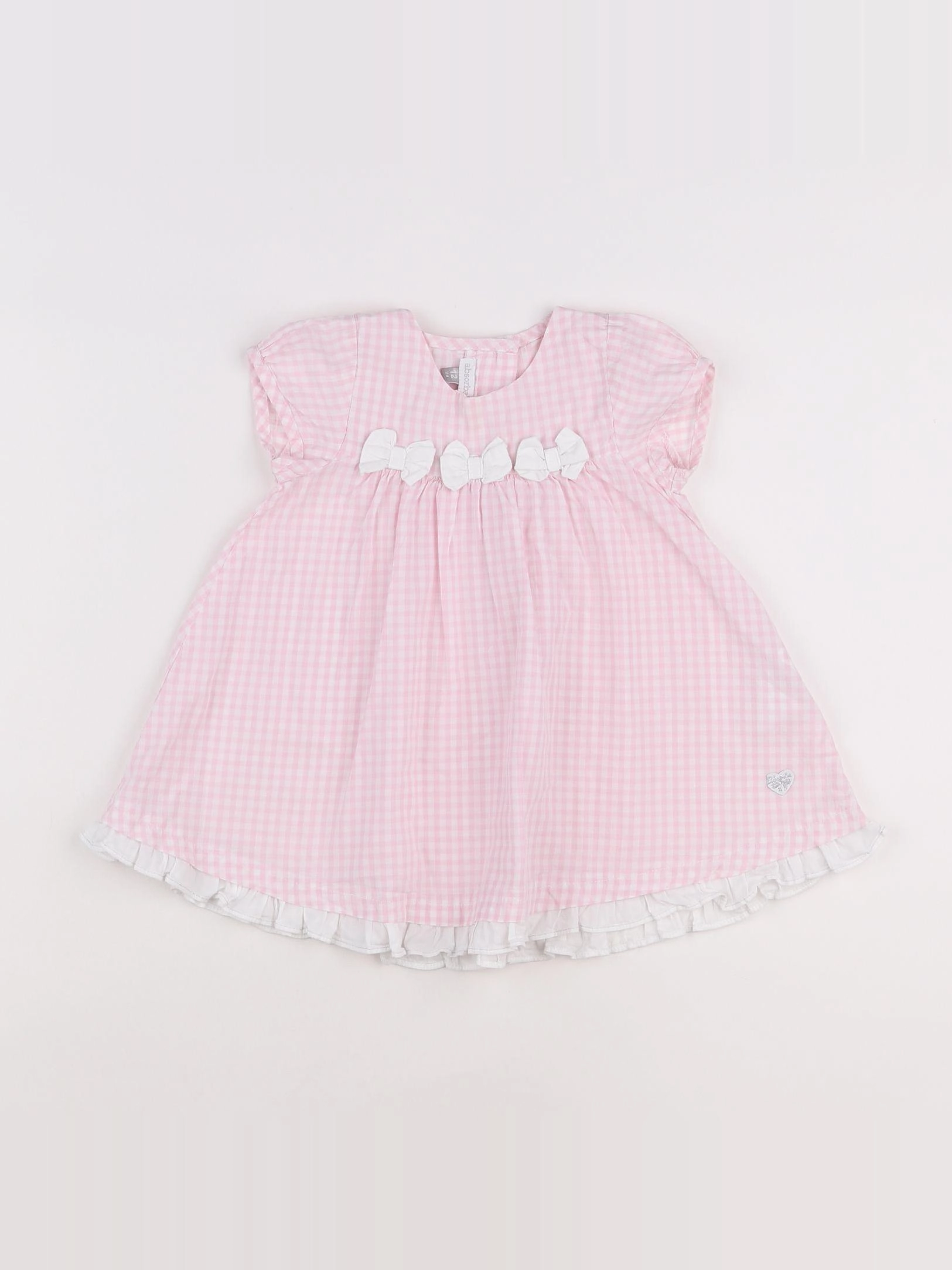 Absorba - robe blanc, rose - 12 mois