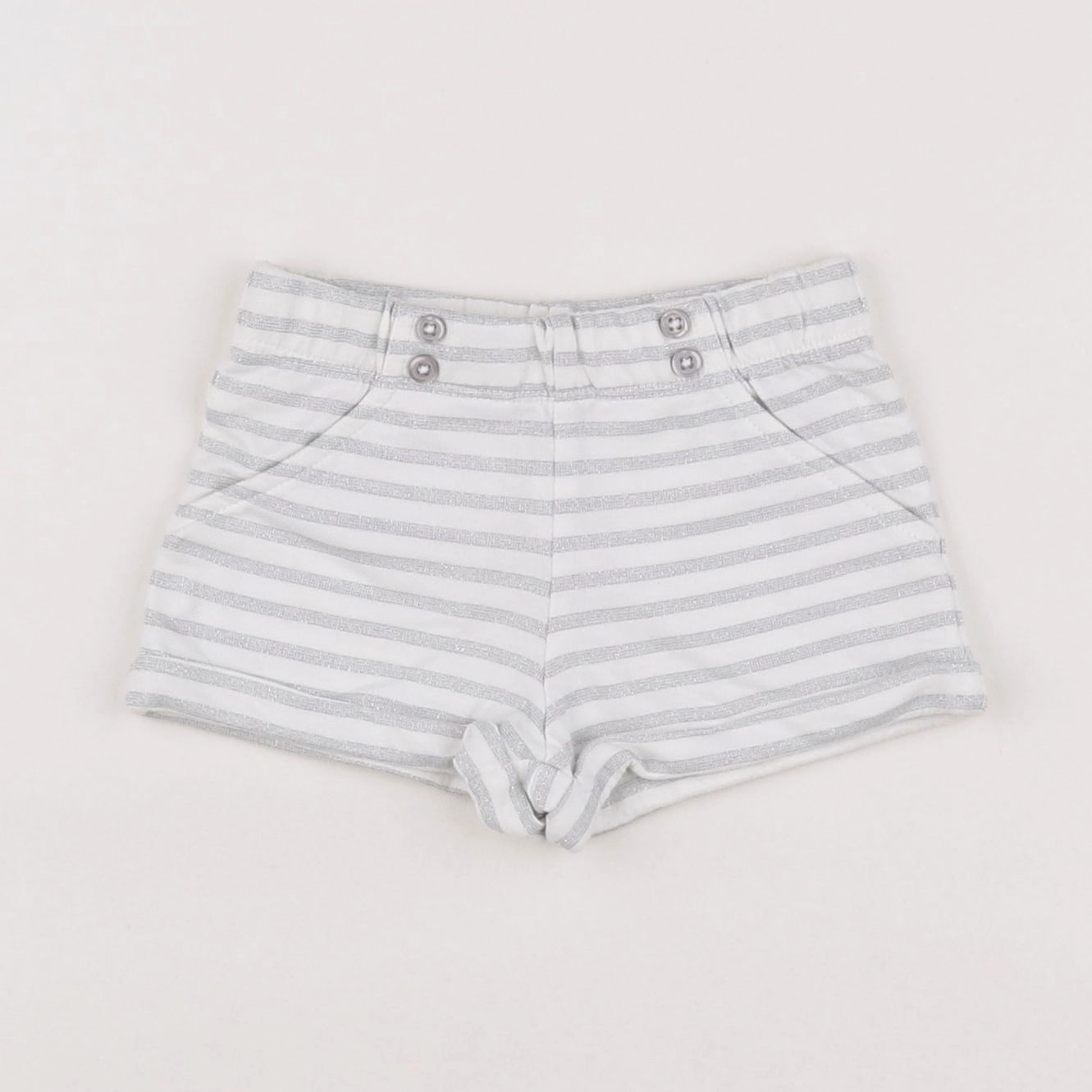 Boutchou - short blanc, argent - 6 mois