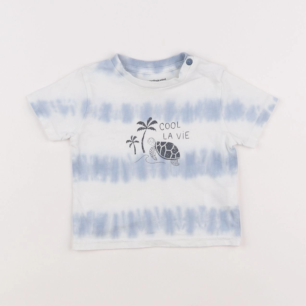Vertbaudet - tee-shirt bleu, blanc - 9 mois