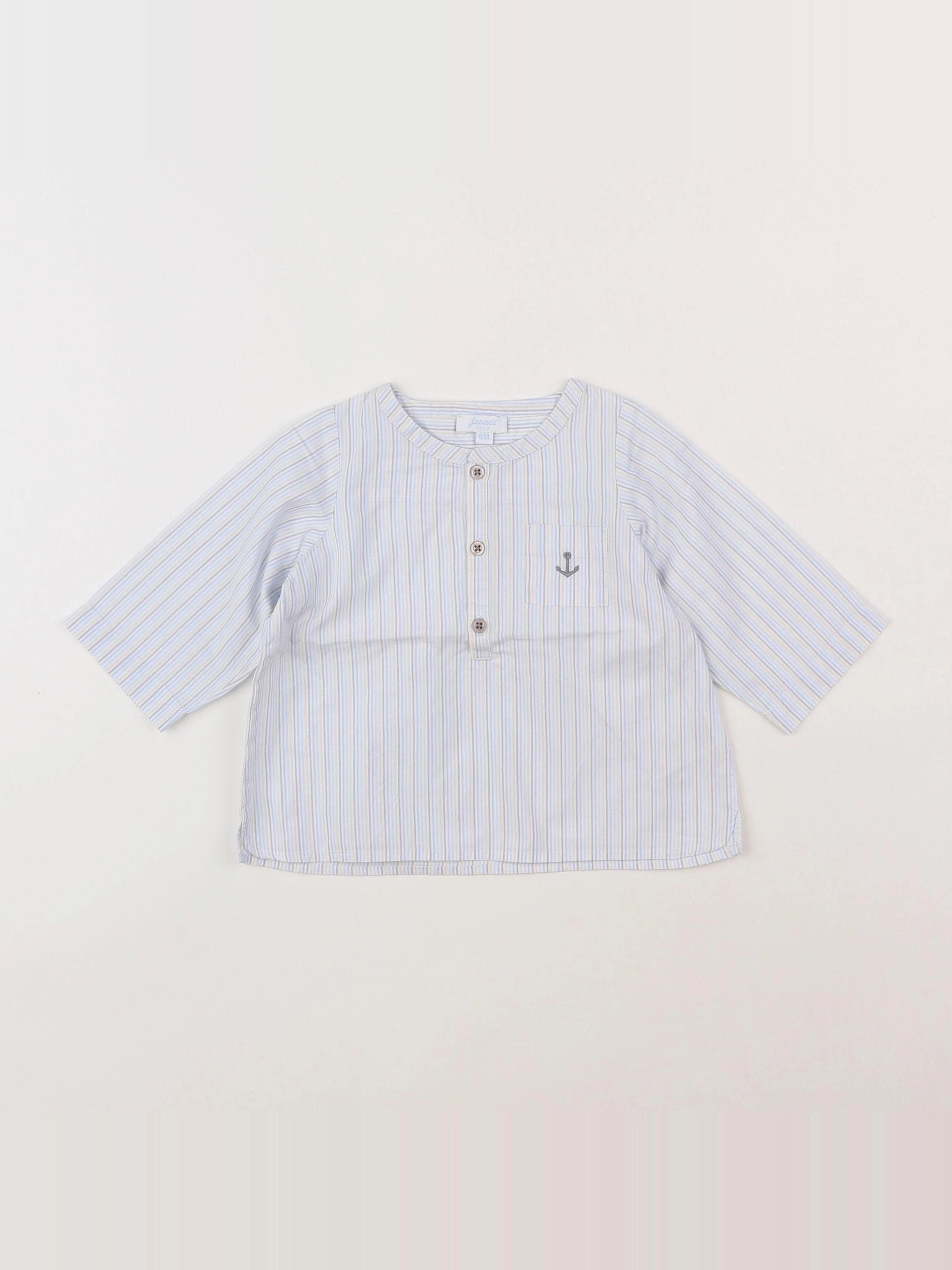 Jacadi - chemise blanc, bleu - 6 mois