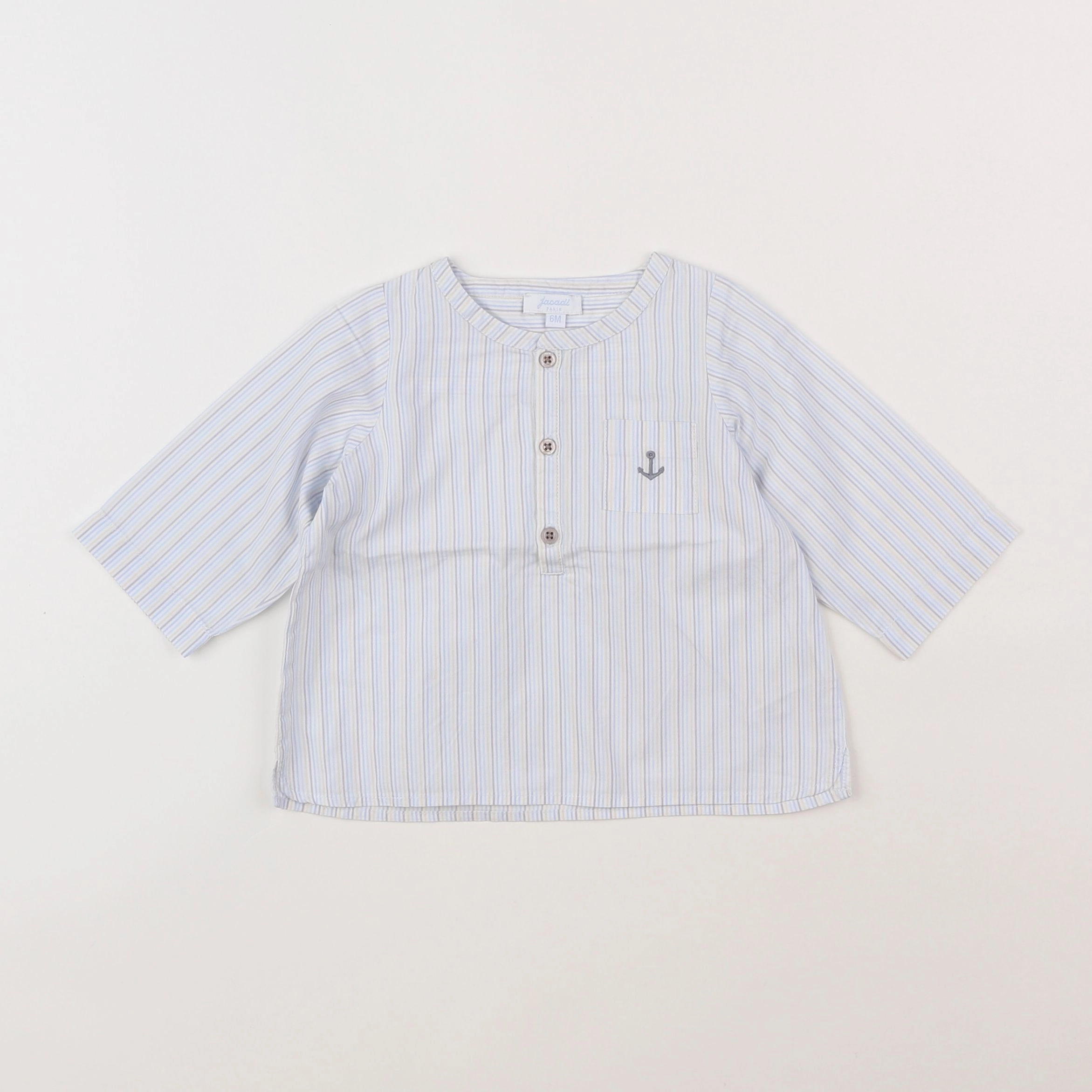 Jacadi - chemise blanc, bleu - 6 mois