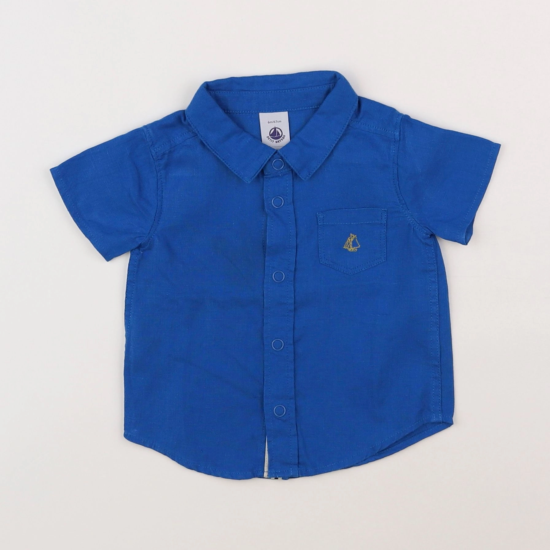 Petit Bateau - chemise bleu - 6 mois