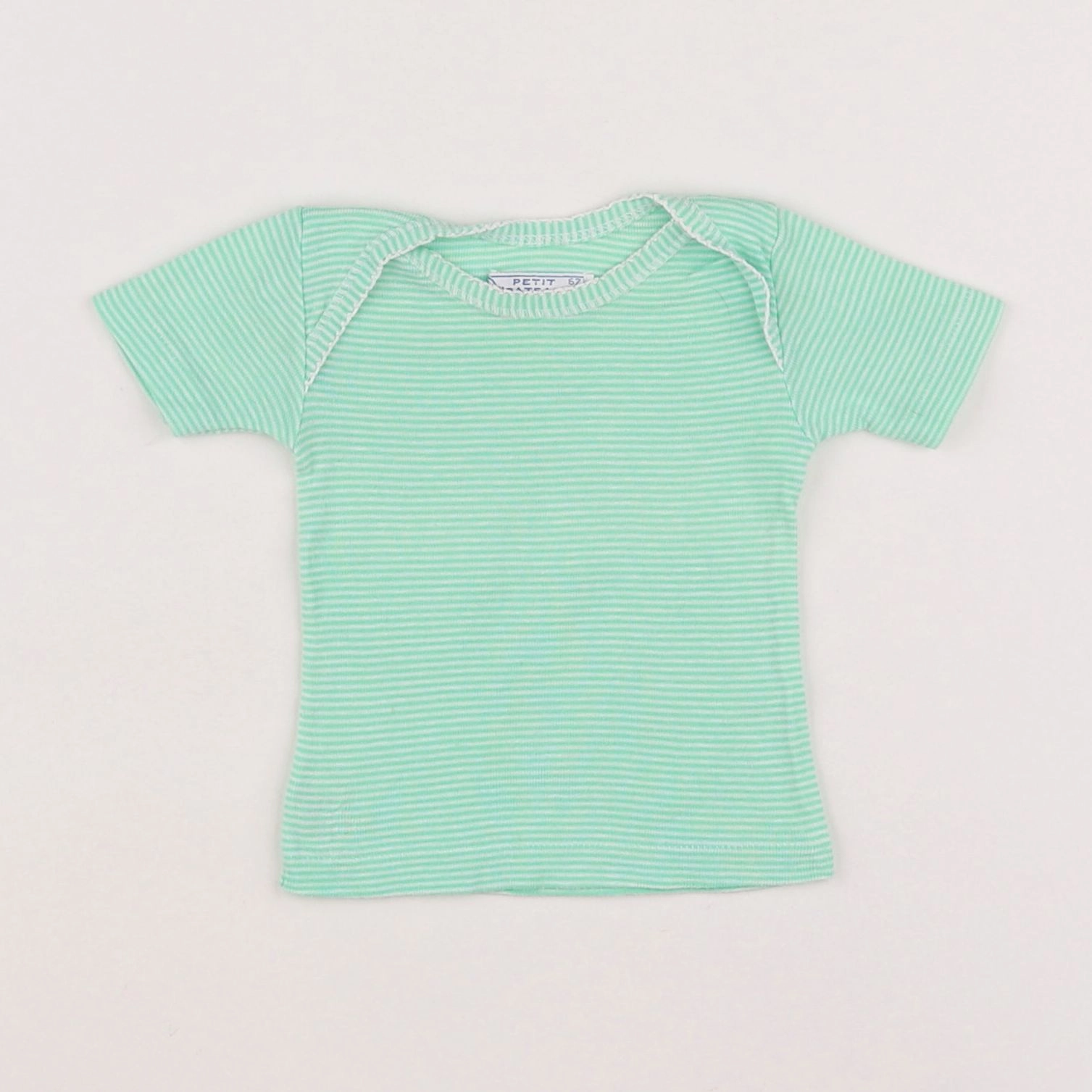 Petit Bateau - maillot de corps blanc, vert - 6 mois