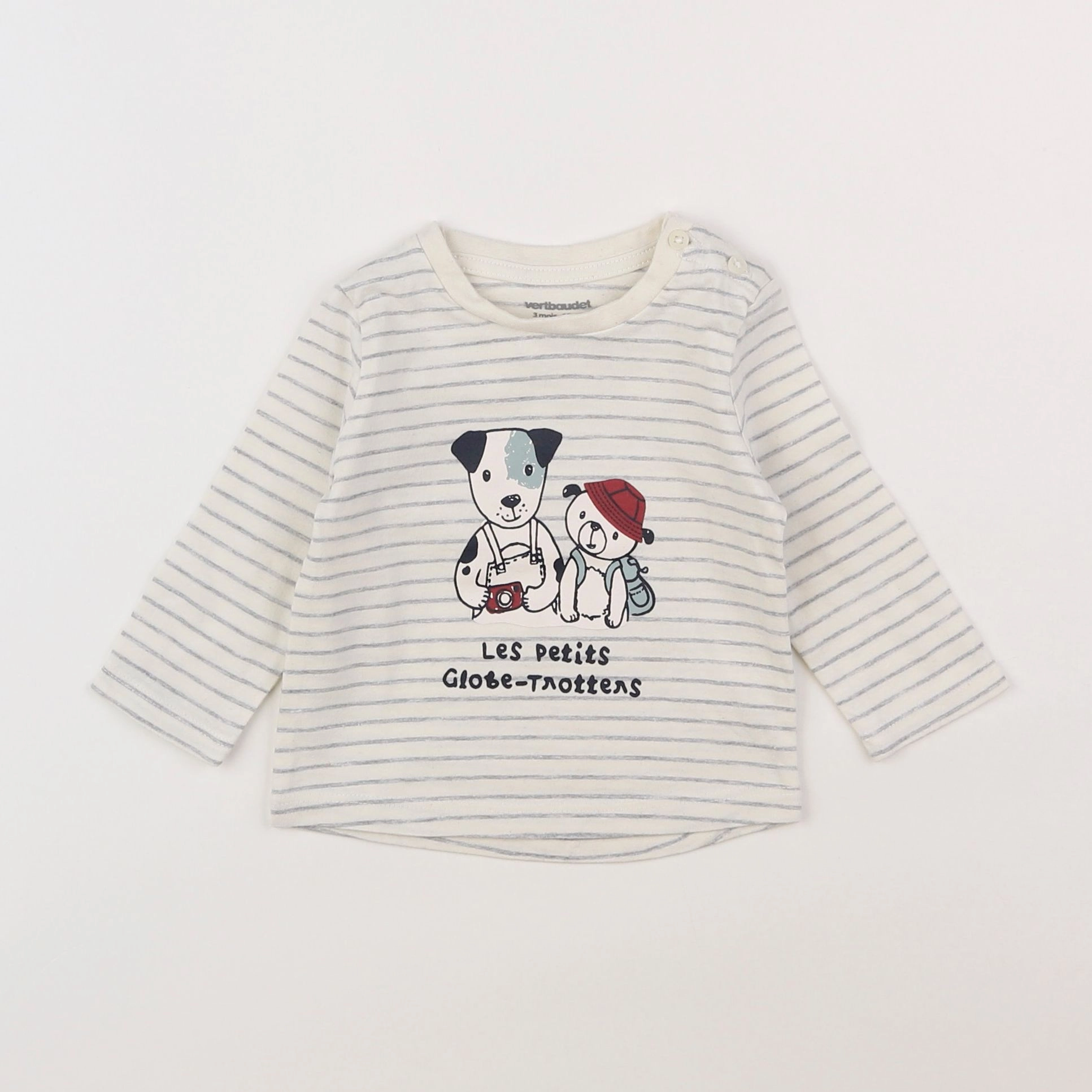 Vertbaudet - tee-shirt blanc, multicolore - 3 mois