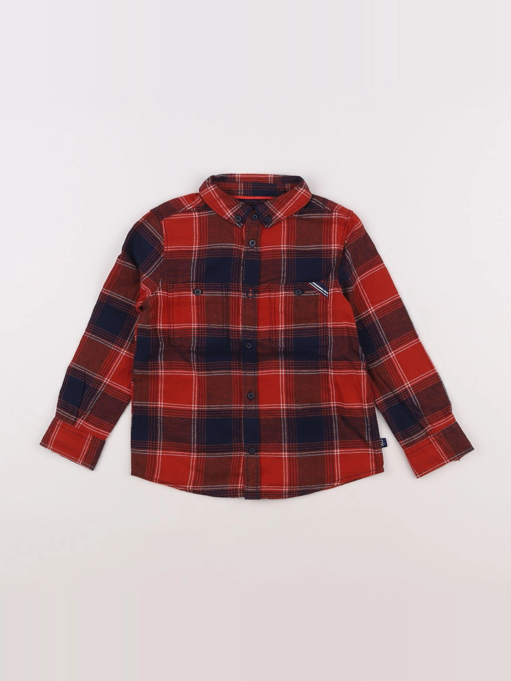 Okaidi - chemise bleu, rouge - 3 ans