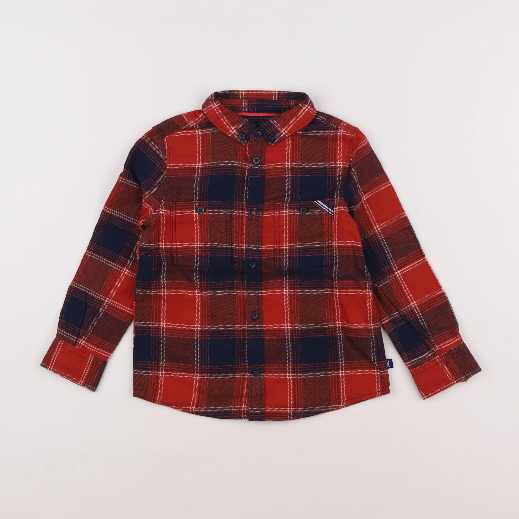 Okaidi - chemise bleu, rouge - 3 ans