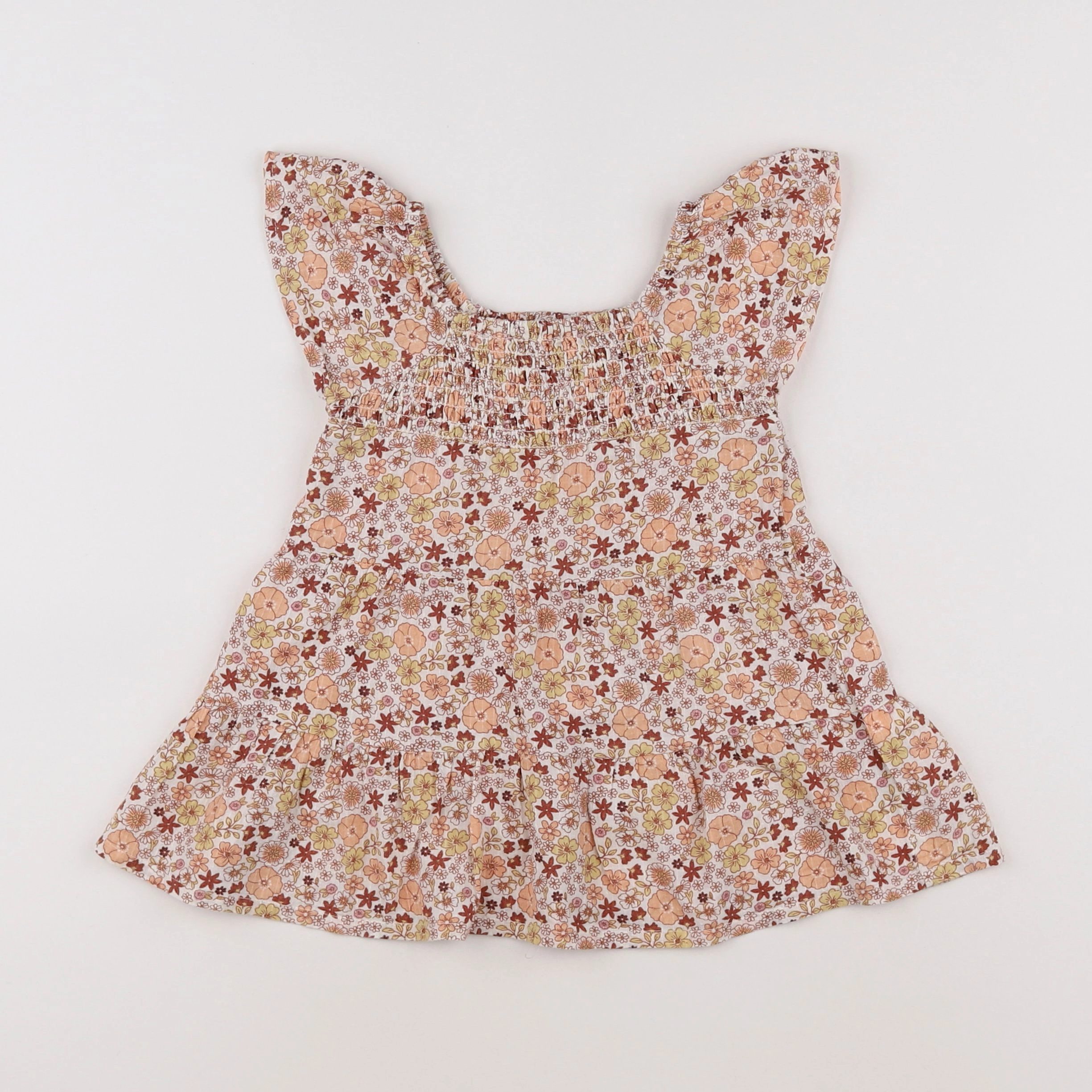Vertbaudet - robe orange, marron - 18 mois