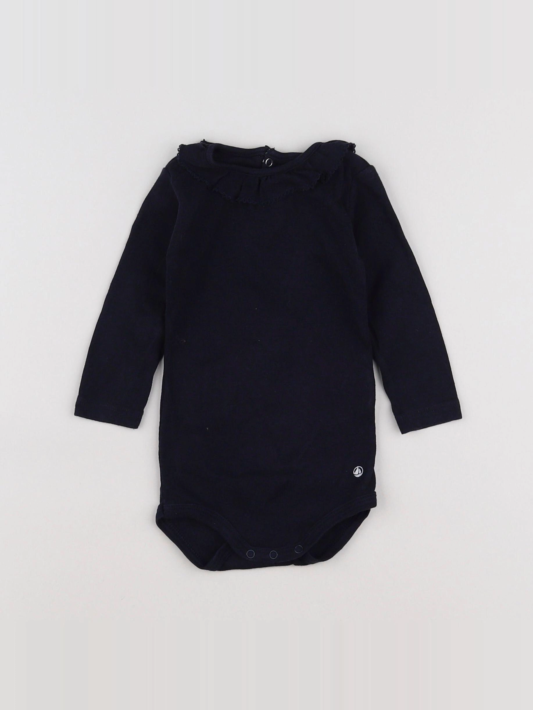 Petit Bateau - body à col bleu - 6 mois