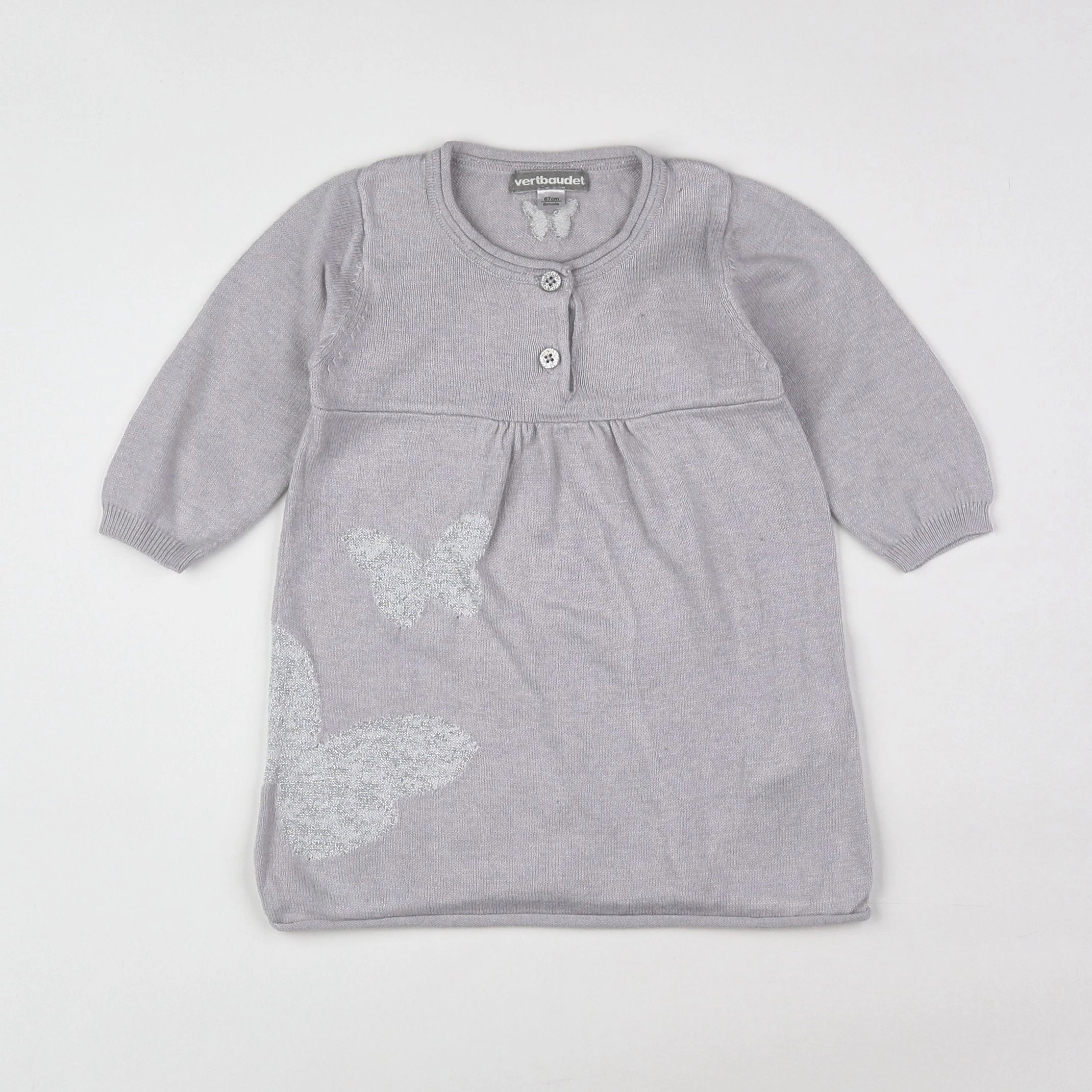 Vertbaudet - robe gris - 6 mois