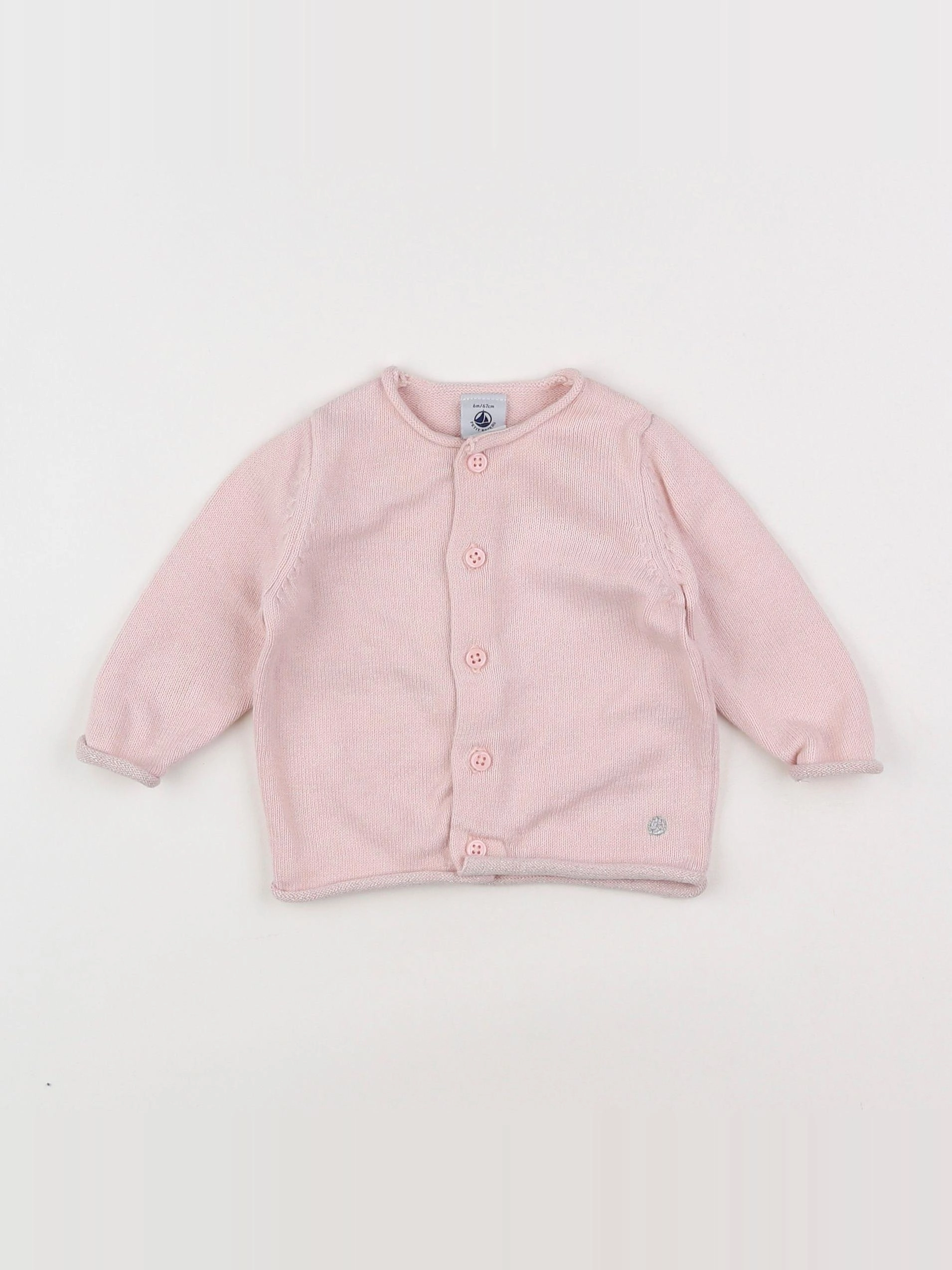 Petit Bateau - gilet rose - 6 mois