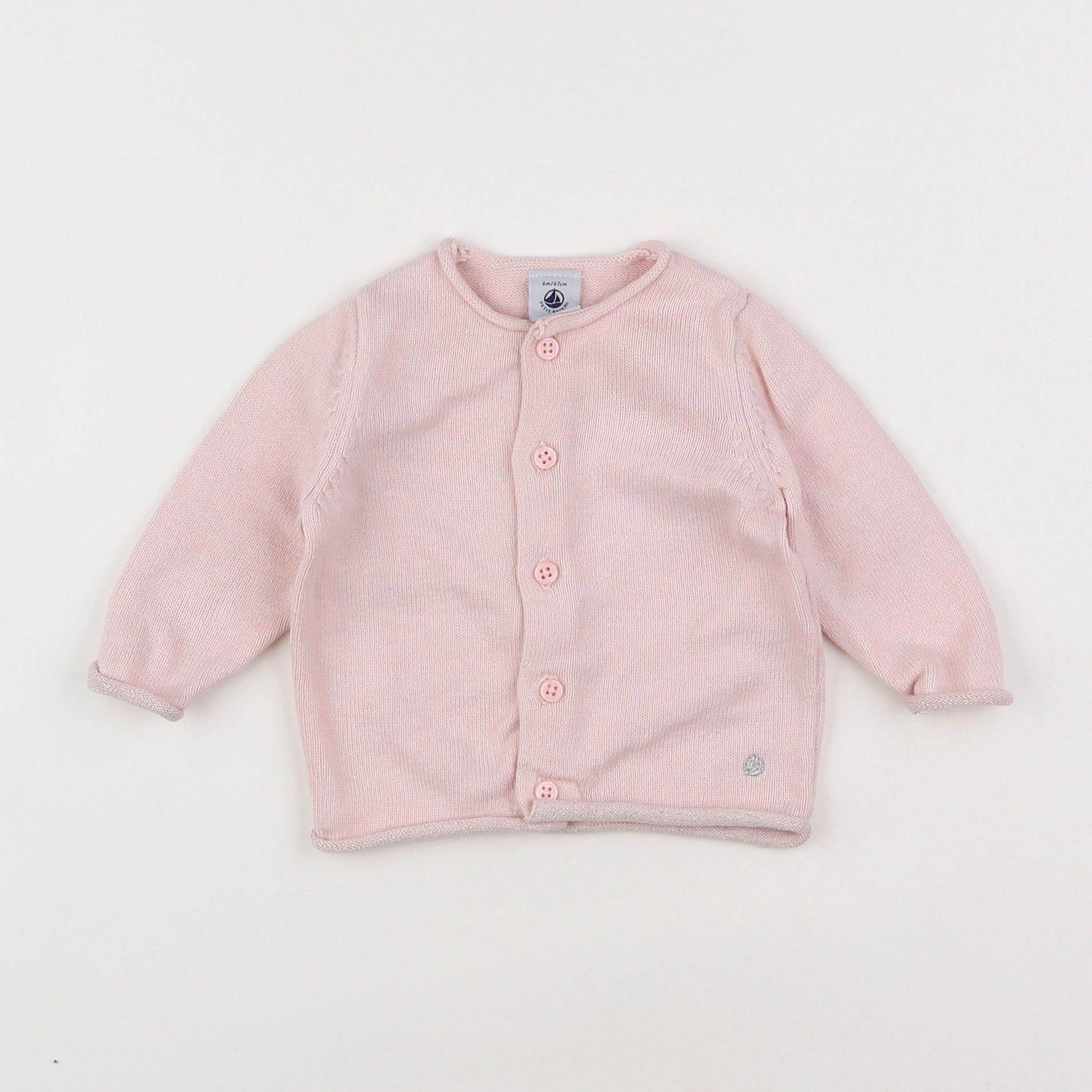 Petit Bateau - gilet rose - 6 mois