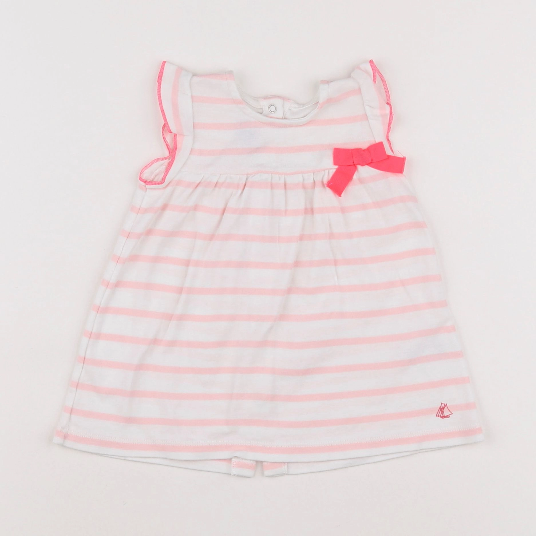 Petit Bateau - robe blanc, rose - 3 mois