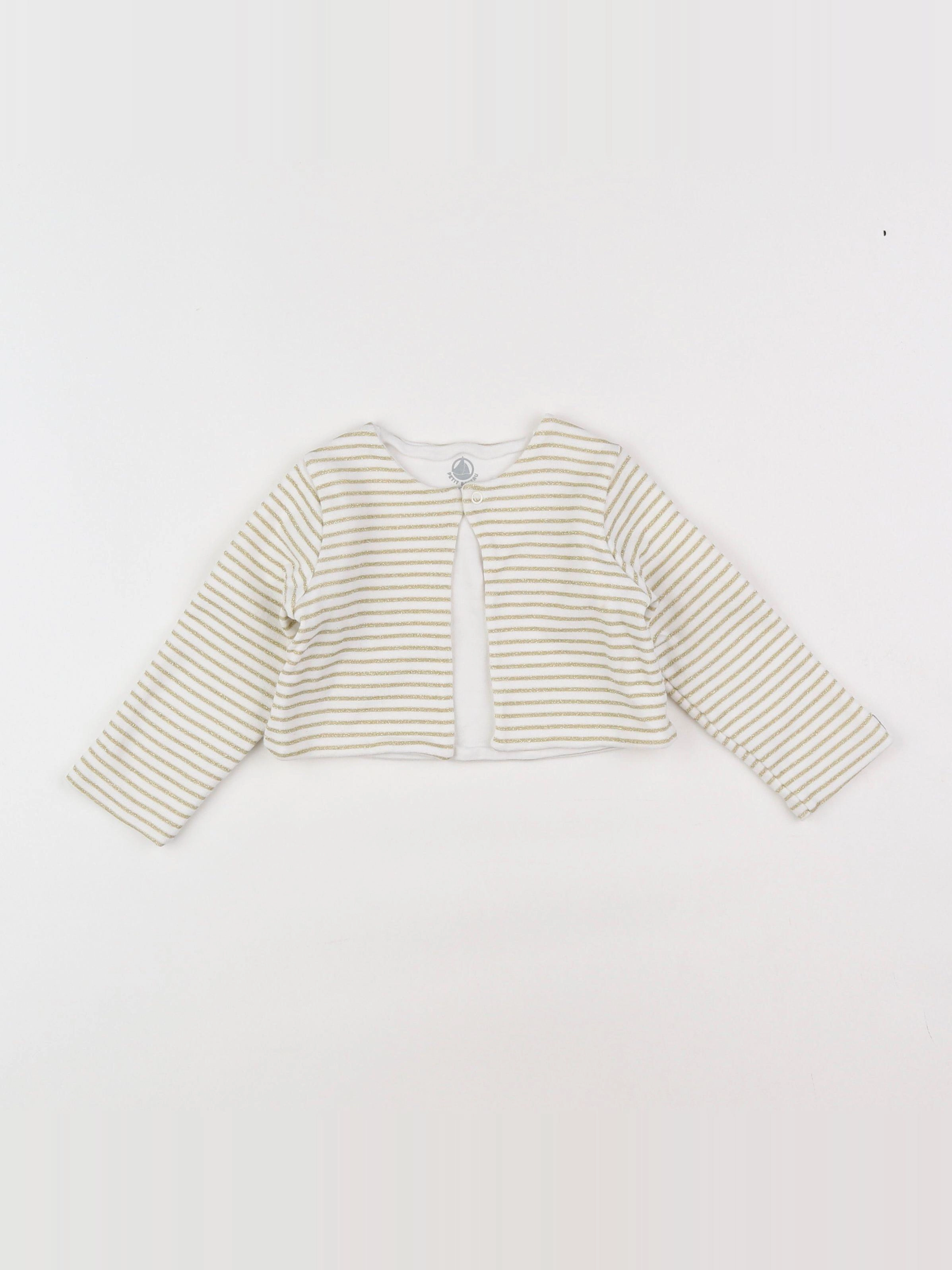 Petit Bateau - sweat blanc, or - 12 mois