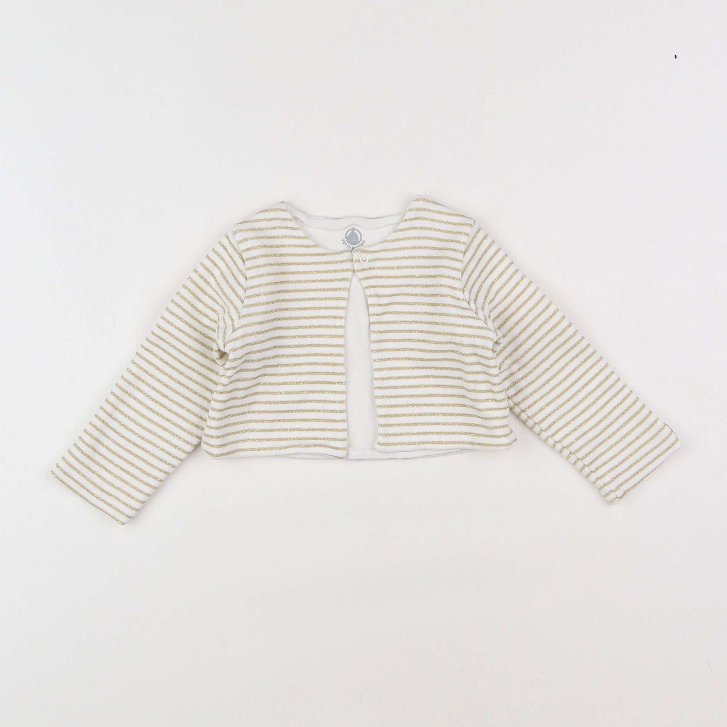 Petit Bateau - sweat blanc, or - 12 mois