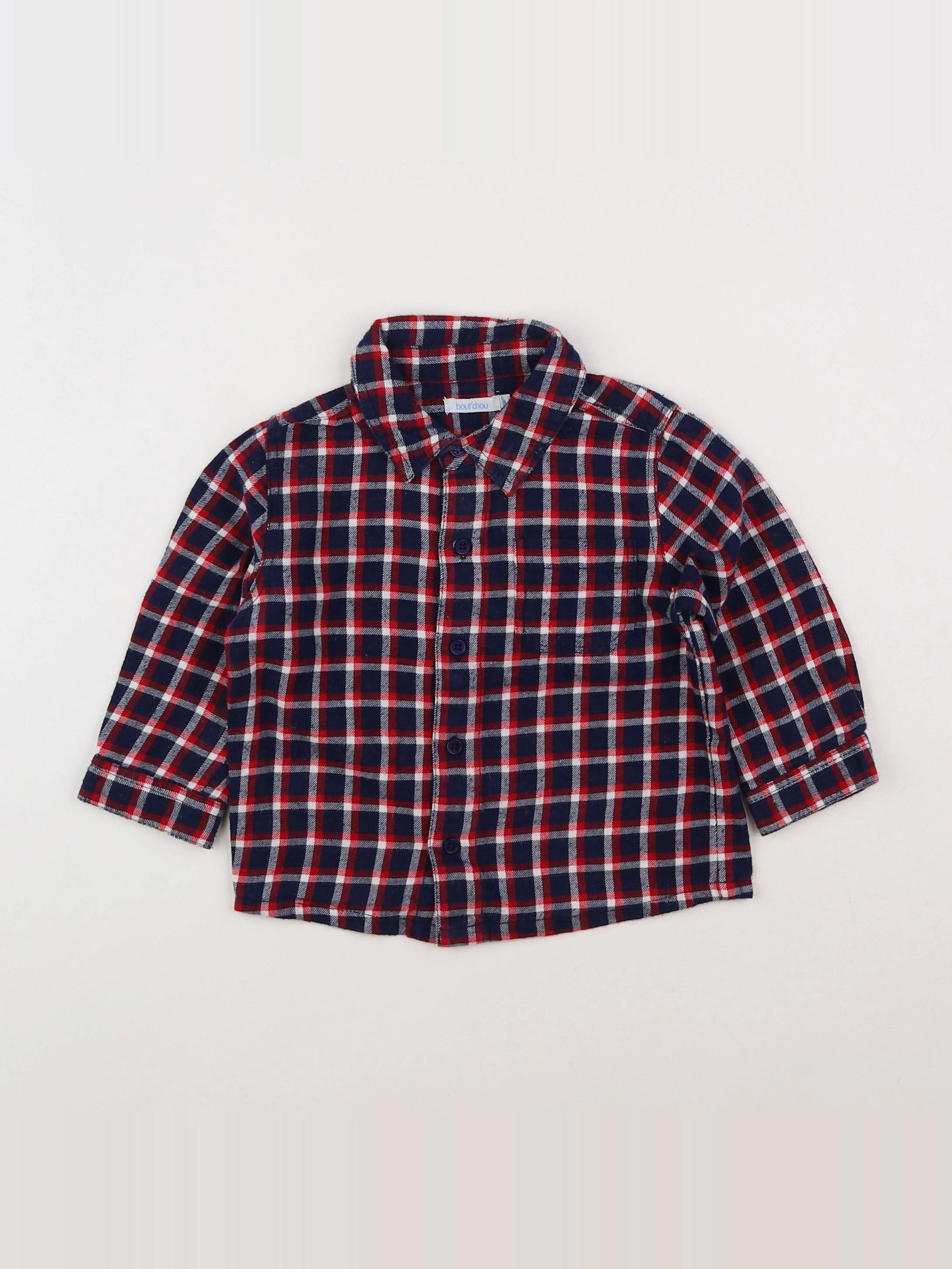 Boutchou - chemise rouge, bleu - 12 mois